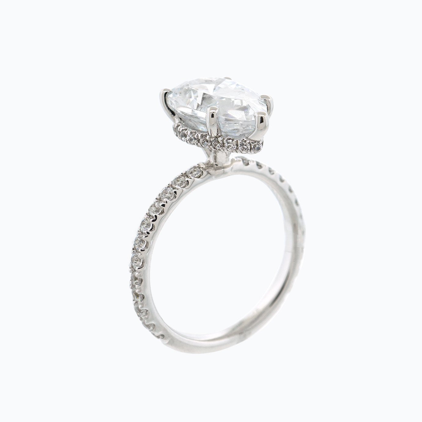 3.0 CT Pear Shaped Moissanite Hidden Halo Engagement Ring - crownmoissanite