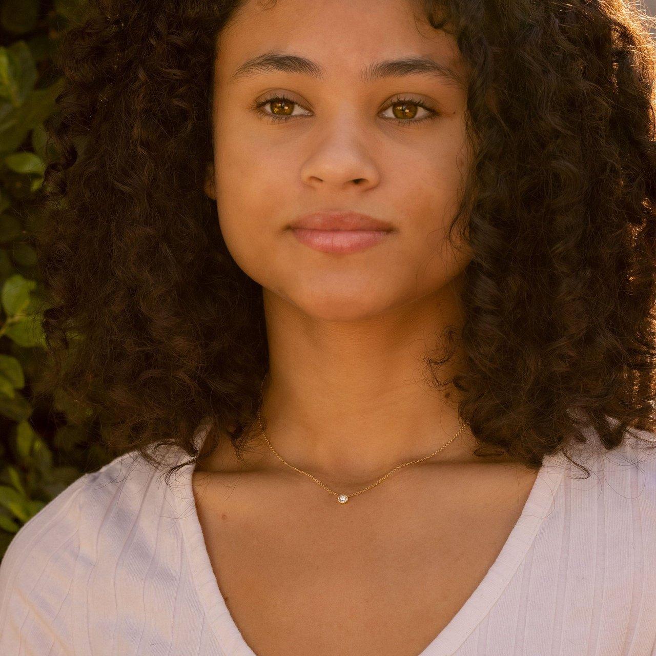 0.14TCW Round Moissanite Halo Necklace - crownmoissanite