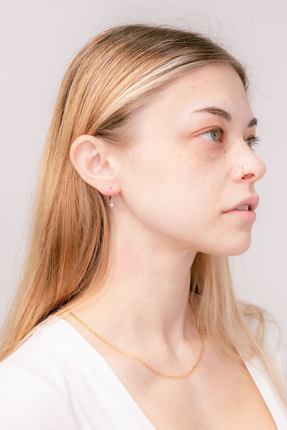 0.34 TCW Round Drop Moissanite Huggies Earrings - crownmoissanite