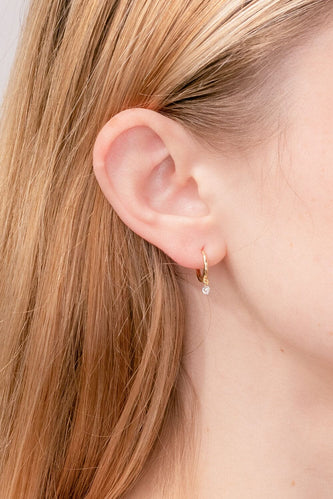 0.34TCW Round Moissanit Drop Huggies Earrings - crownmoissanite