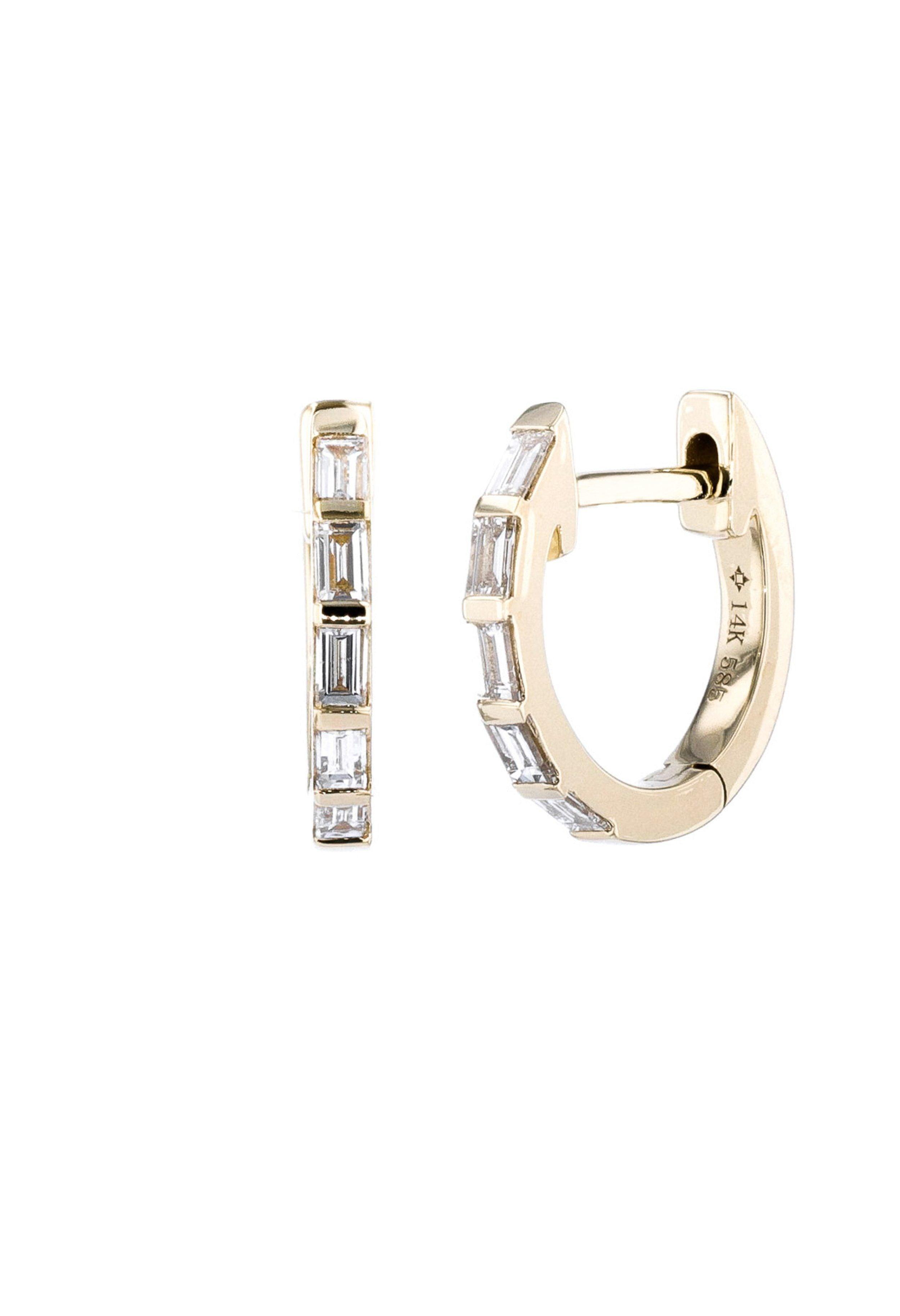 0.83TCW Baguette Moissanite Huggies Earrings - crownmoissanite