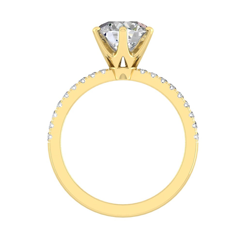 1.85 CT Round Cut Solitaire Pave Moissanite Engagement Ring - crownmoissanite