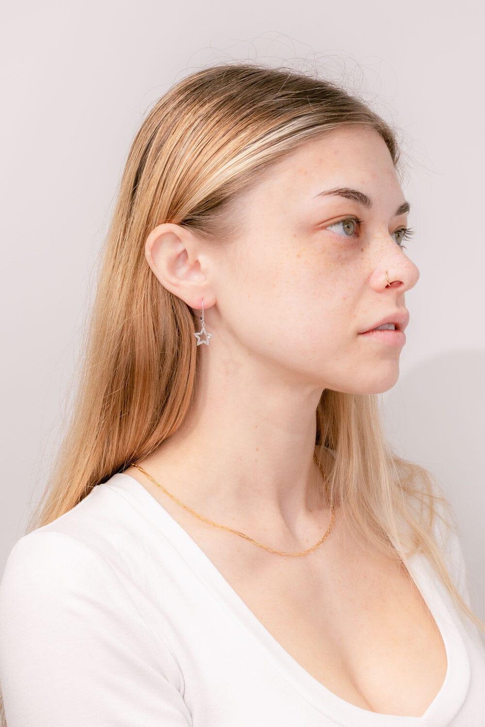 0.3TCW Round Moissanite Star Drop Earrings - crownmoissanite