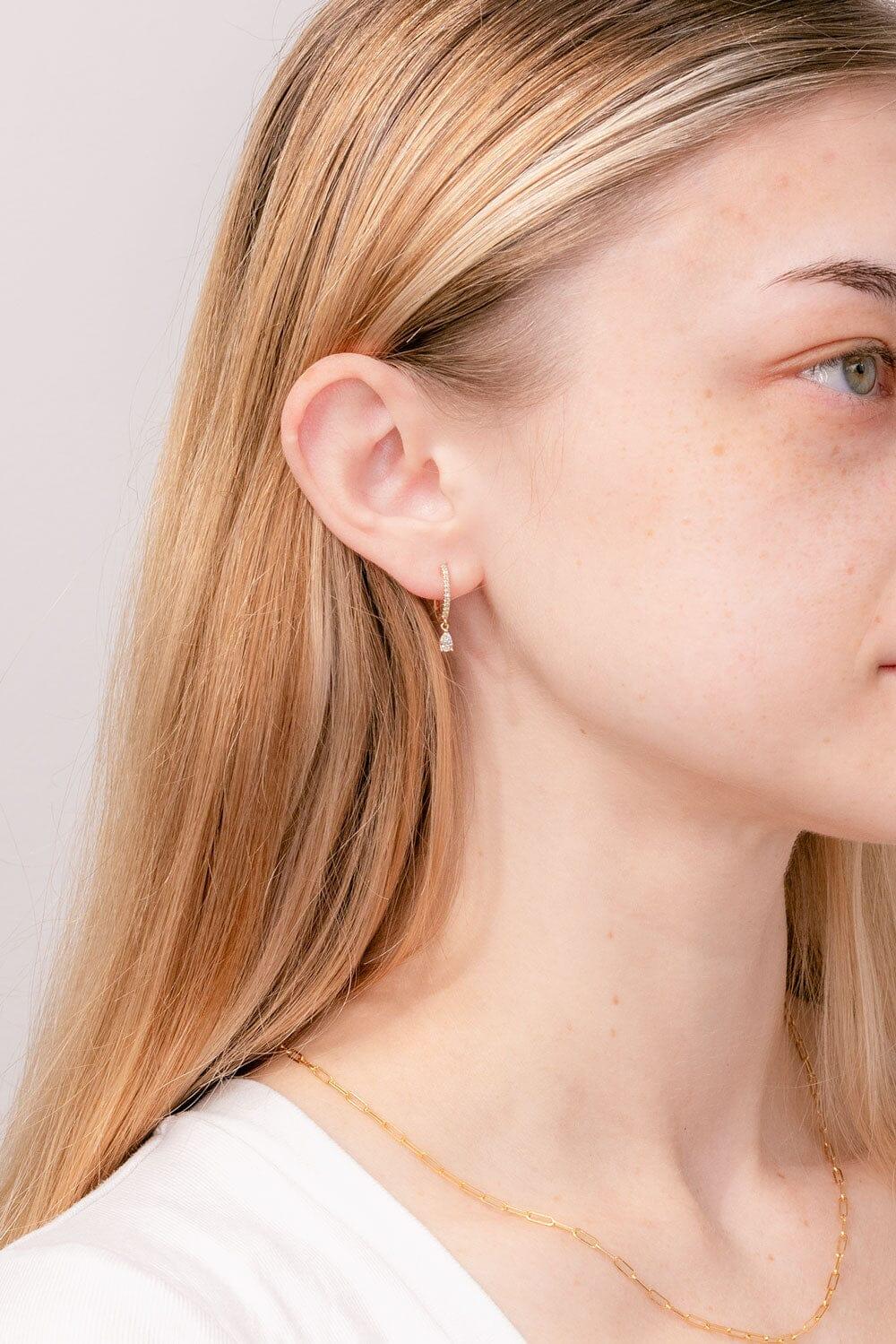 0.66TCW Round Pear Moissanite Drop Huggie Earrings - crownmoissanite