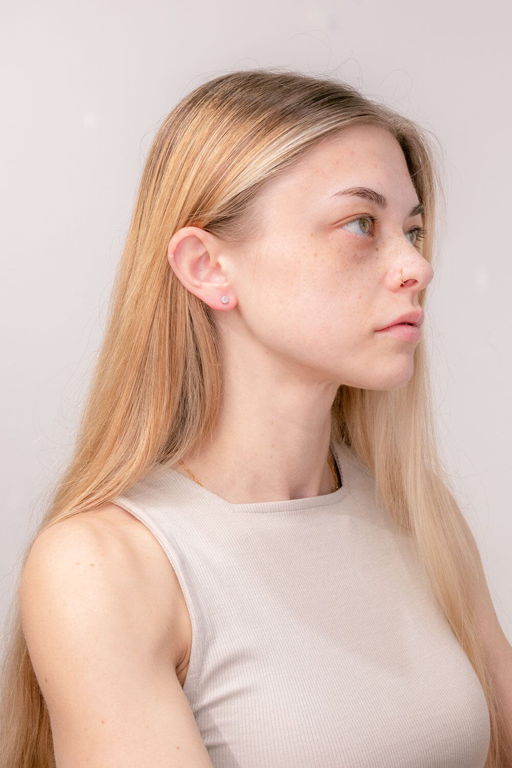 0.67 TCW Round Moissanite Solitaire Stud Earrings - crownmoissanite