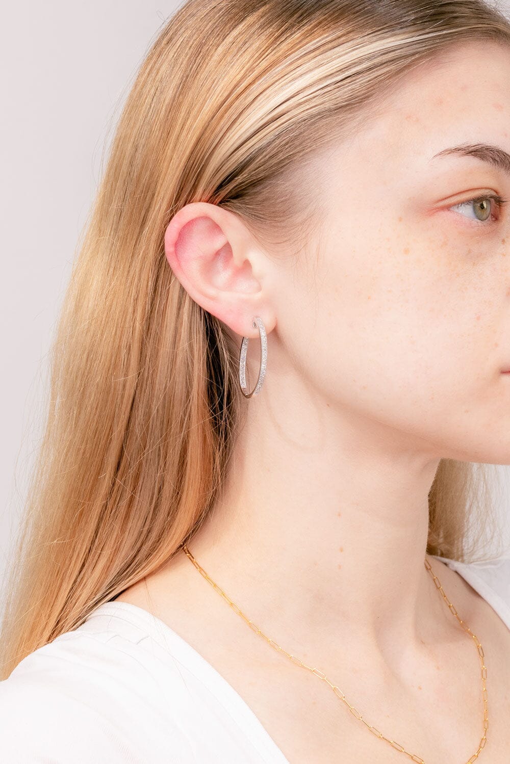 1.44 TCW Round Moissanite Pave Hoop Earrings - crownmoissanite