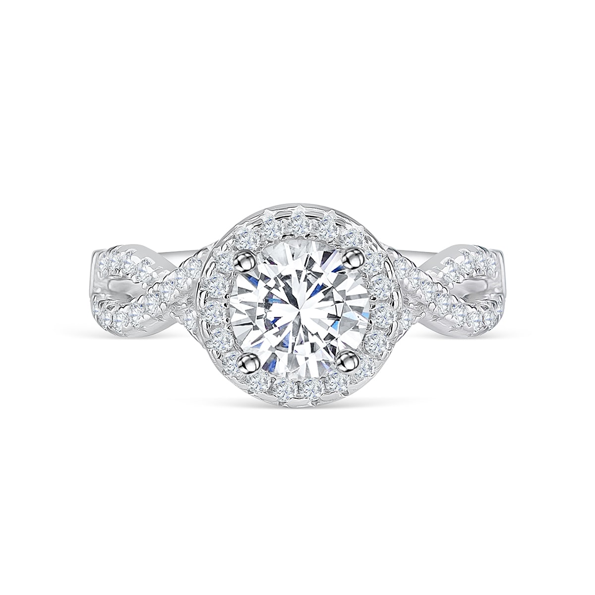 1.50 CT Oval Cut Halo Twisted Pave Moissanite Engagement Ring - crownmoissanite