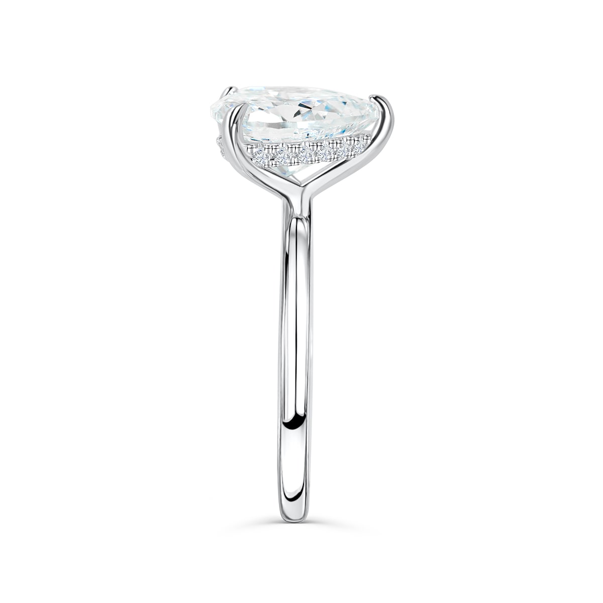 1.33 CT Pear Moissanite Diamond Hidden Halo Engagement Ring - crownmoissanite