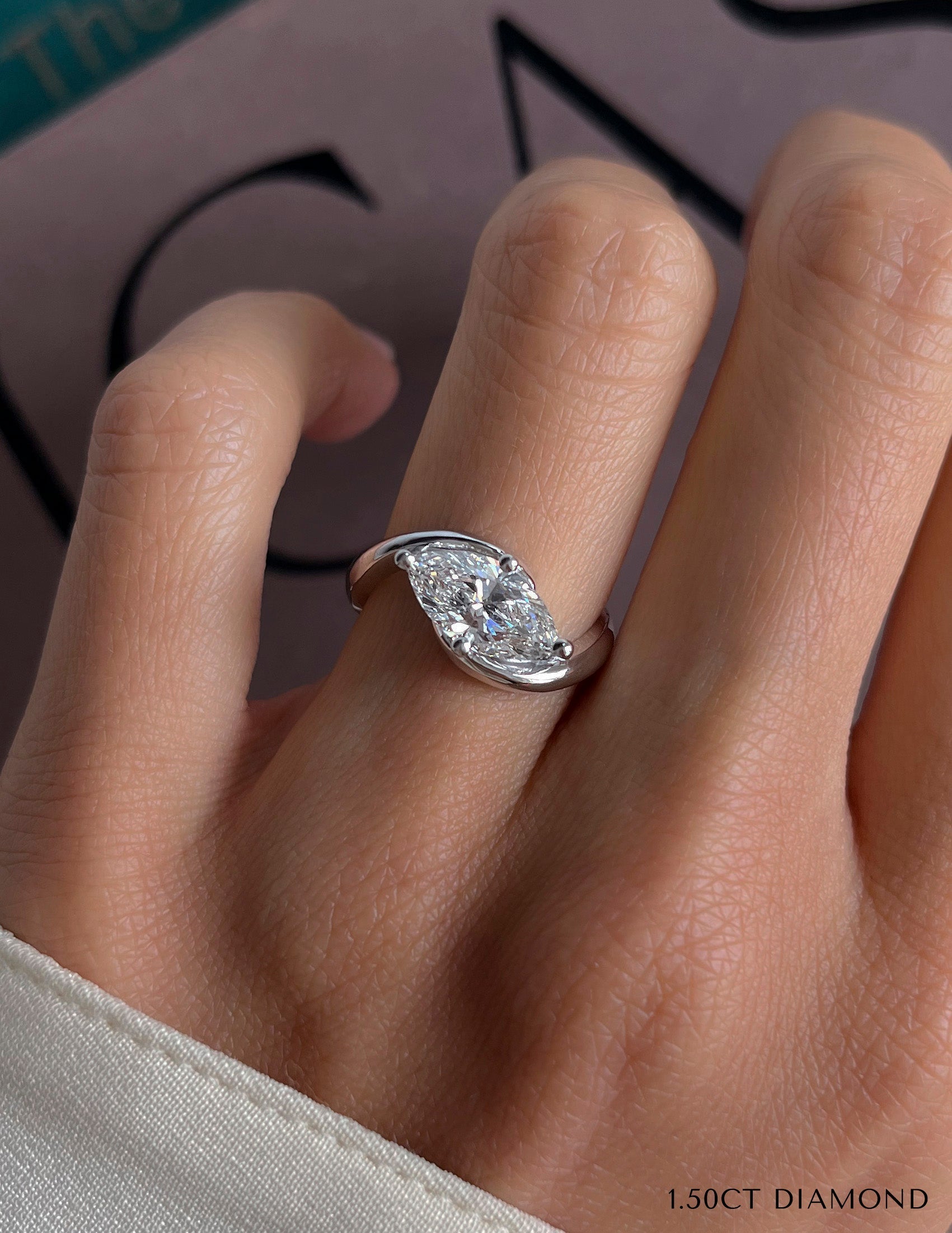 0.50 -1.50 CT Marquise Cut Moissanite Solitaire Engagement Ring