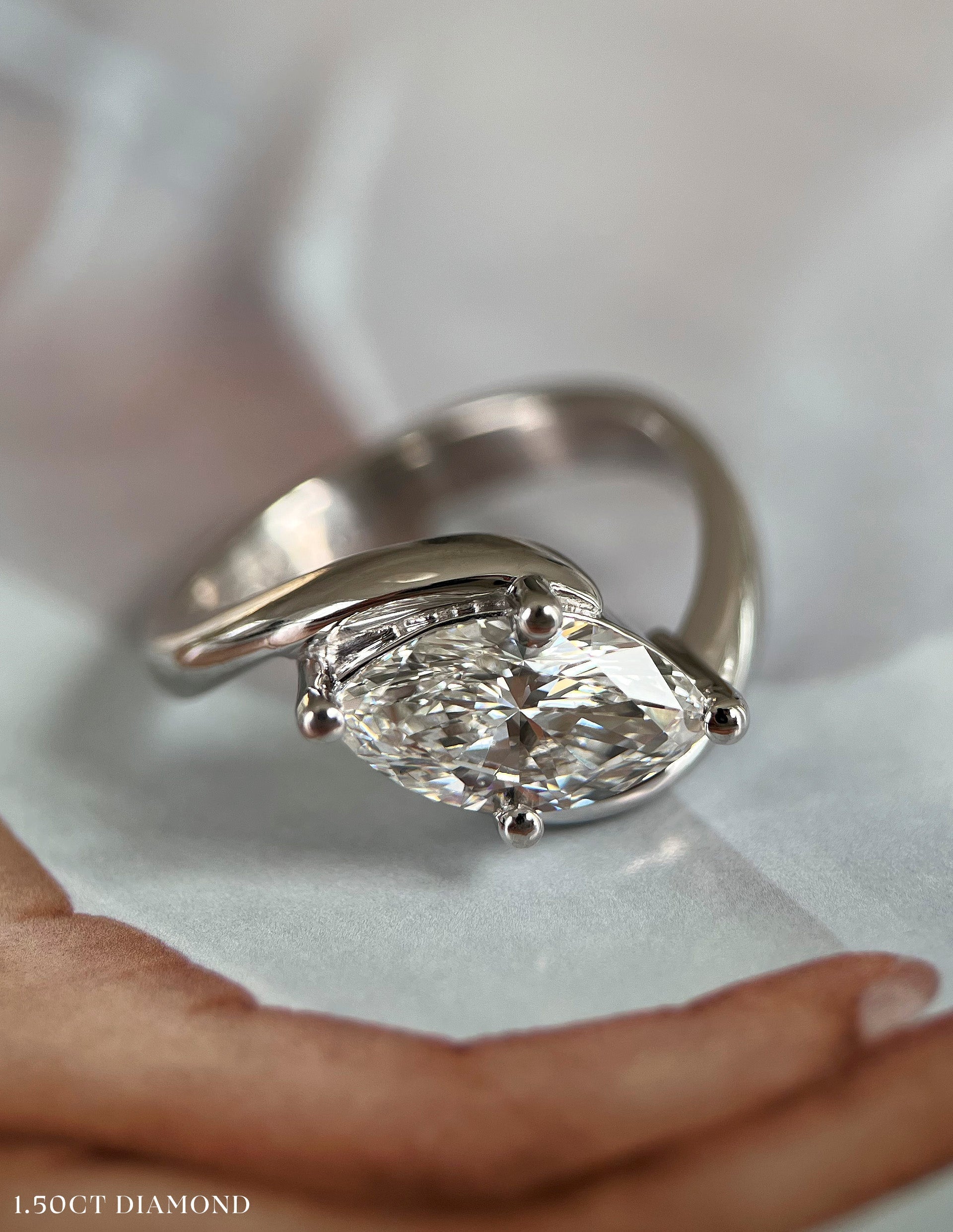 0.50 -1.50 CT Marquise Cut Moissanite Solitaire Engagement Ring