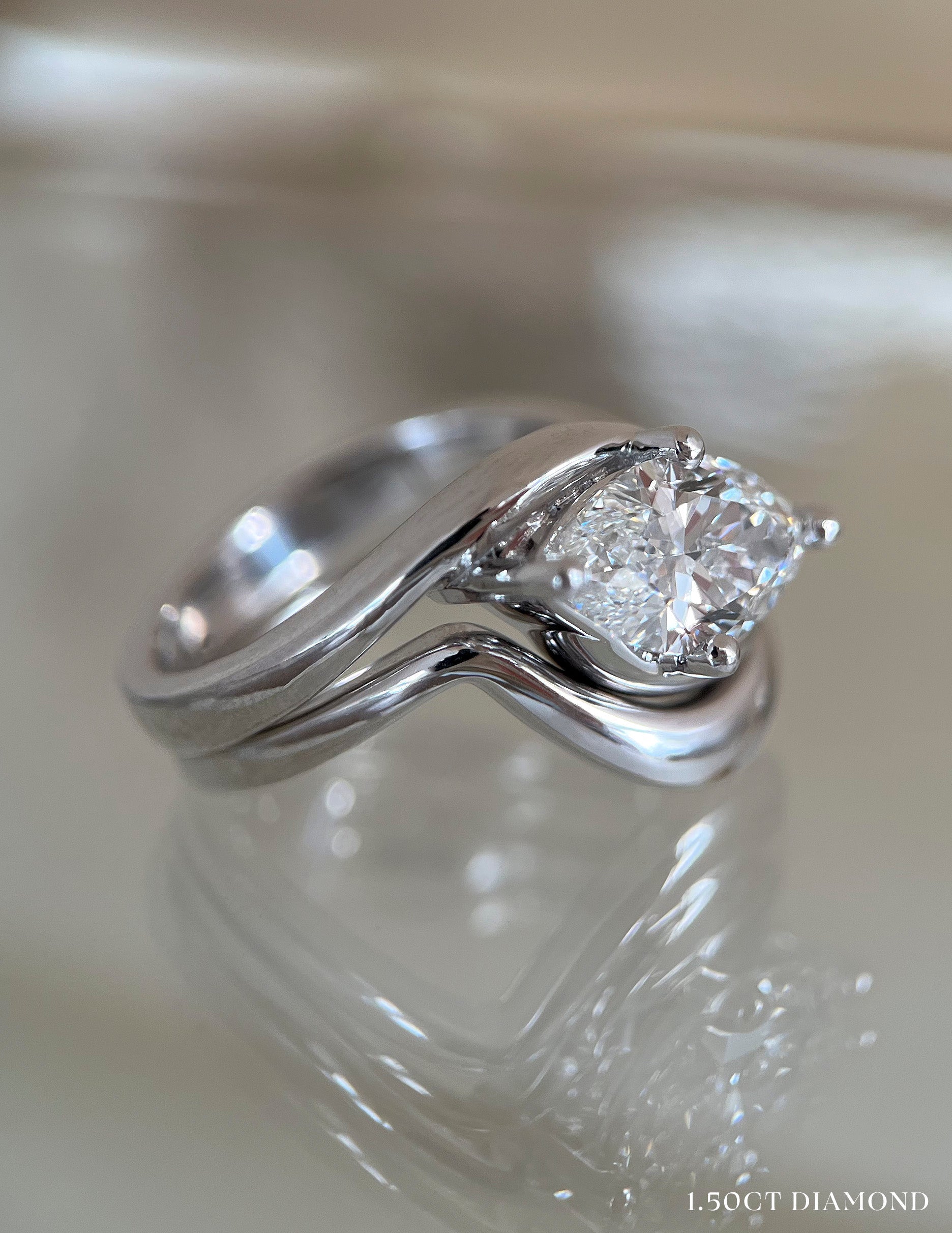 1.0 CT-2.0 CT Marquise Moissanite Solitaire Setting Bridal Set