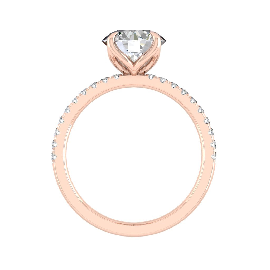 1.5 CT Round Cut Pave Moissanite Engagement Ring - crownmoissanite