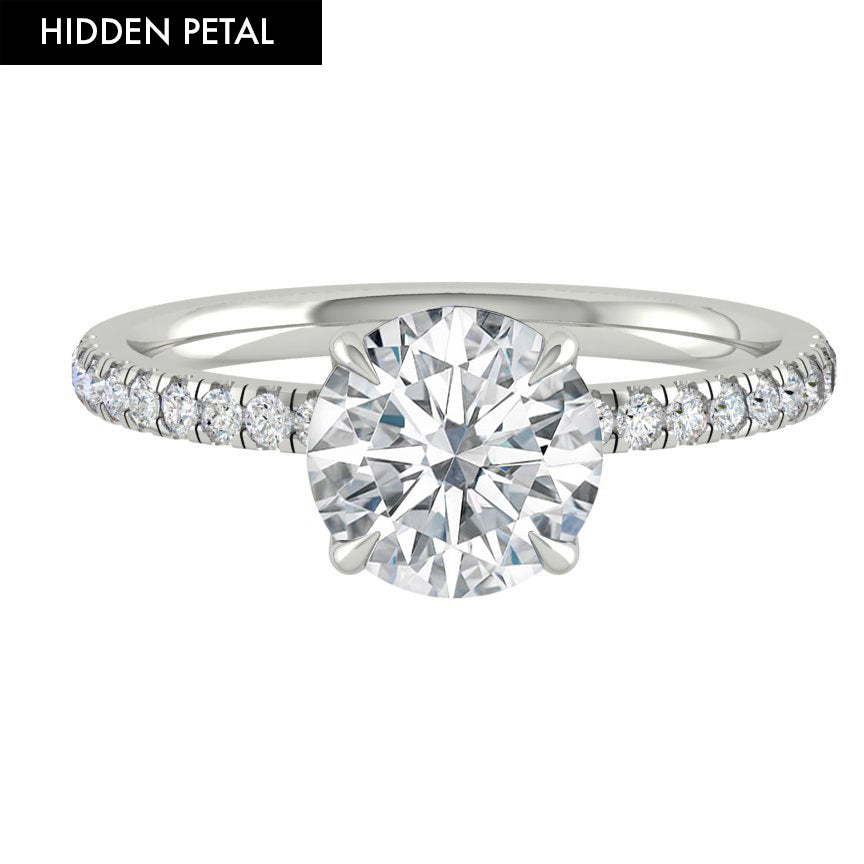 1.5 CT Round Cut Pave Moissanite Engagement Ring - crownmoissanite