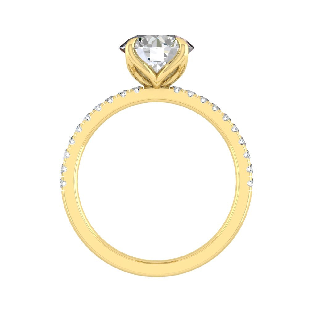 1.5 CT Round Cut Pave Moissanite Engagement Ring - crownmoissanite