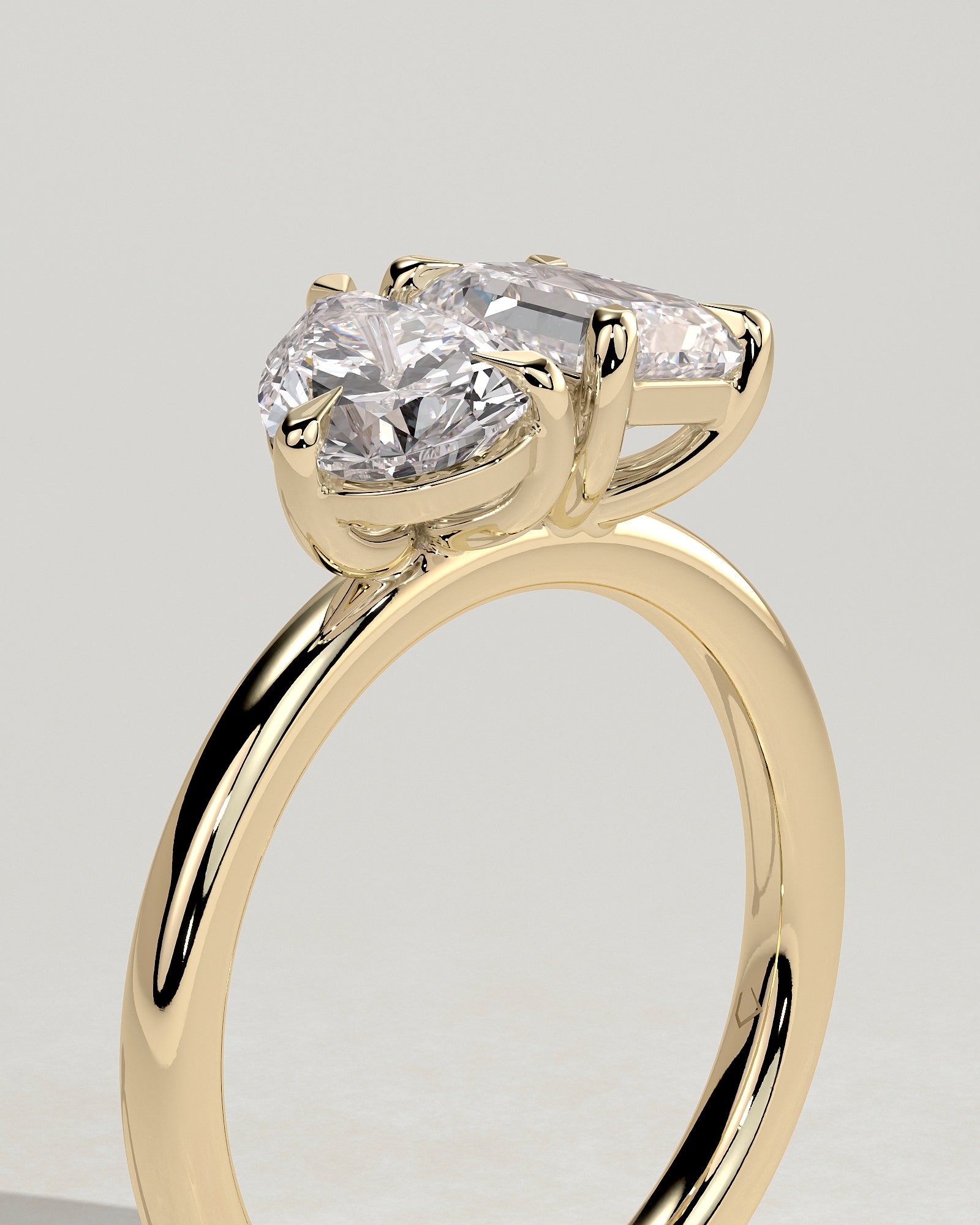 3.30 CT Pear & Emerald Cut Moissanite Two Stone Engagement Ring