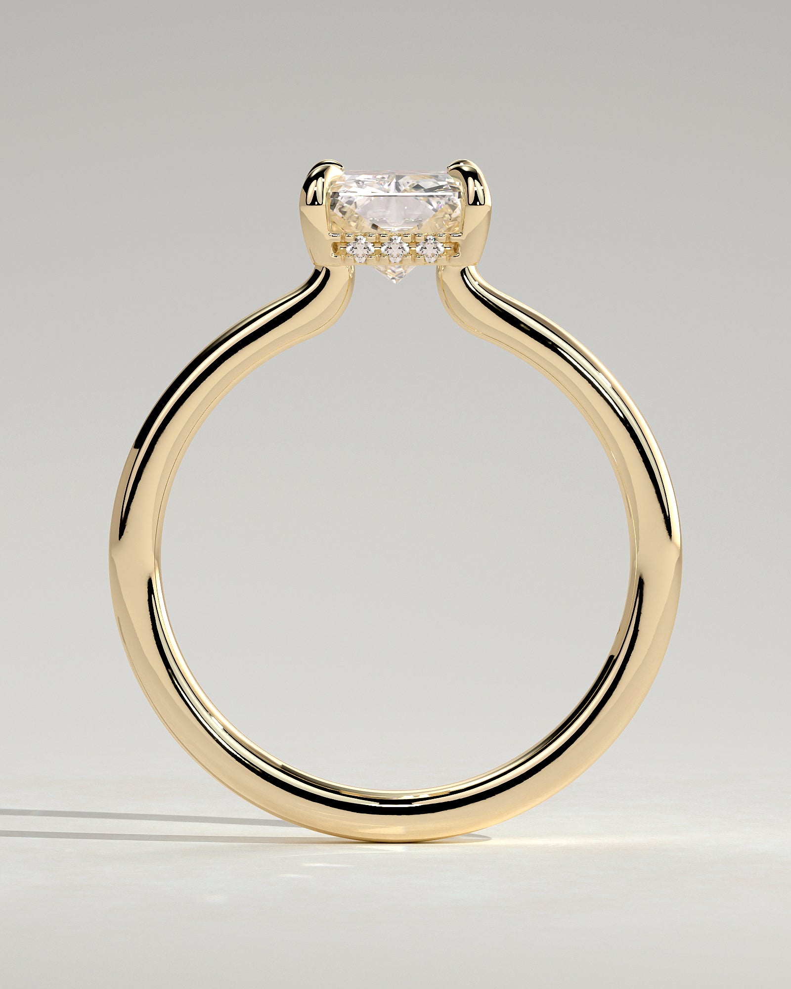 2.0 CT Radiant Cut Moissanite Hidden Halo Engagement Ring