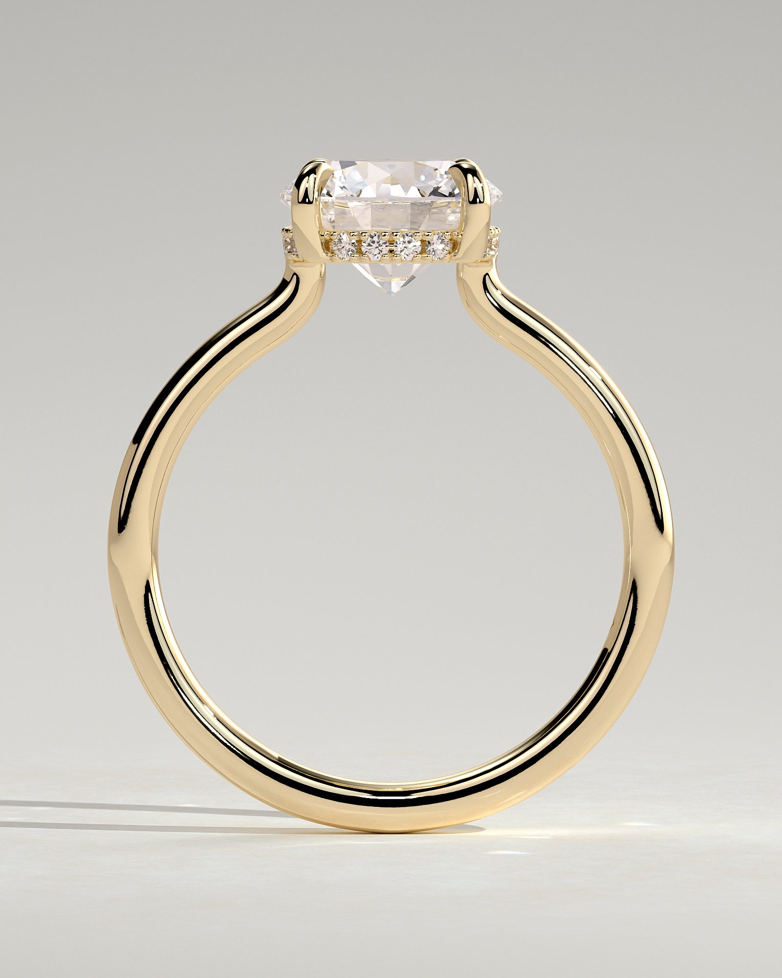 2.0 CT Round Cut Moissanite Hidden Halo Engagement Ring