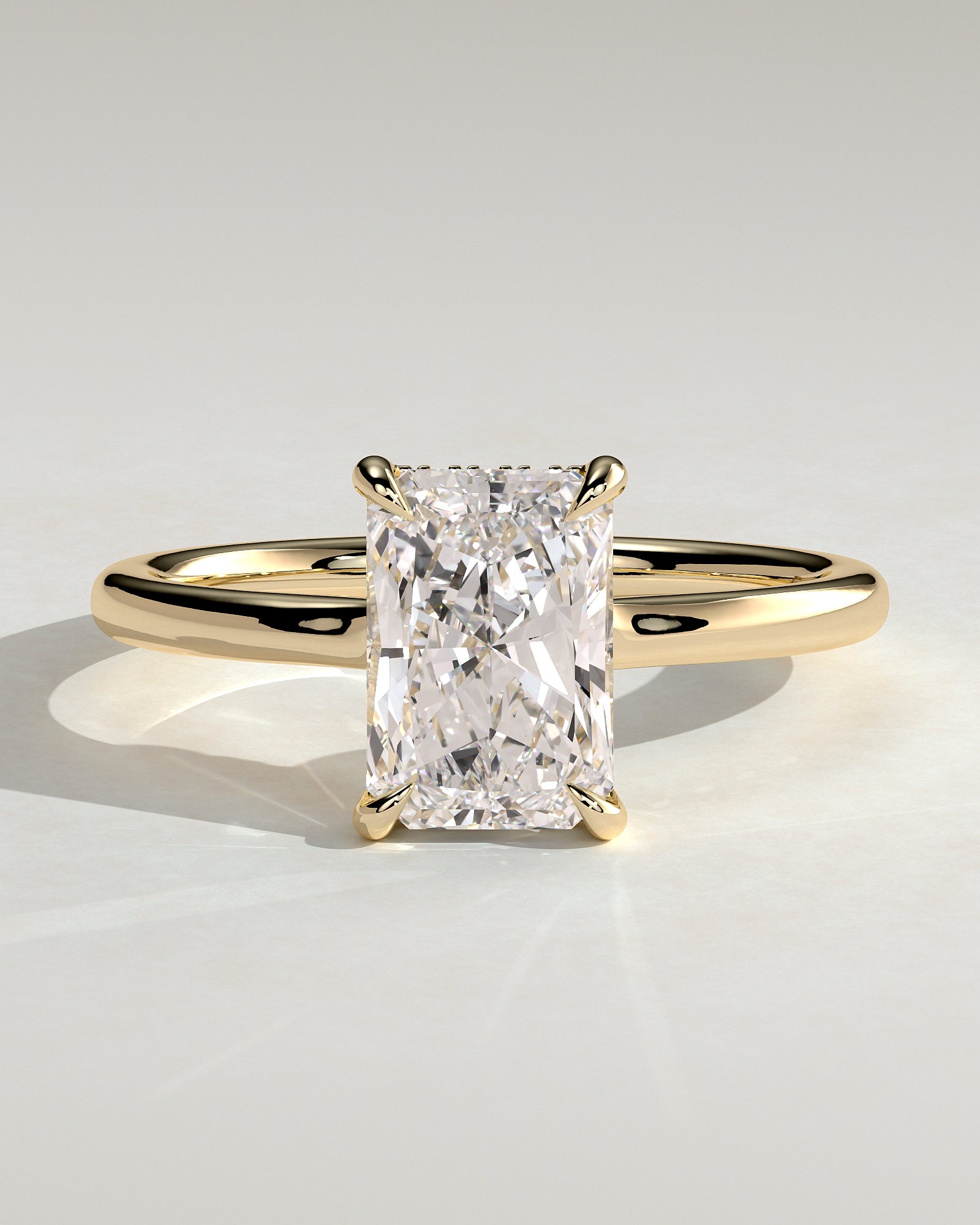 2.0 CT Radiant Cut Moissanite Hidden Halo Engagement Ring