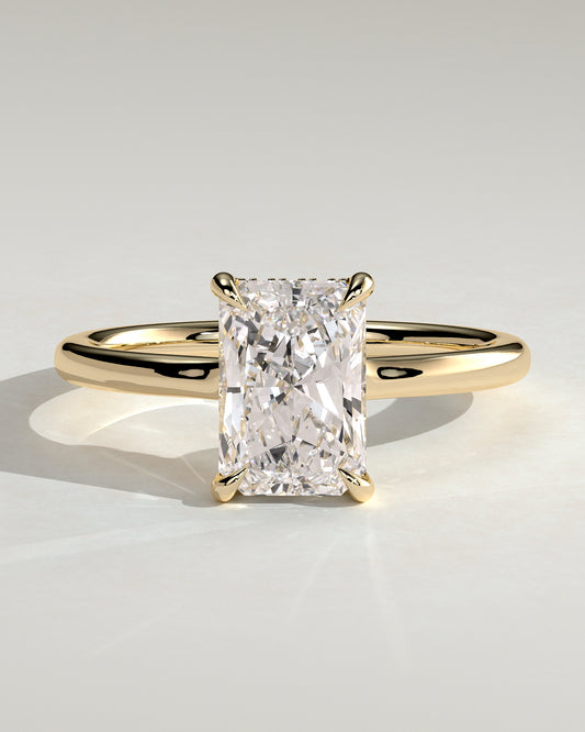 2.0 CT Radiant Cut Moissanite Hidden Halo Engagement Ring