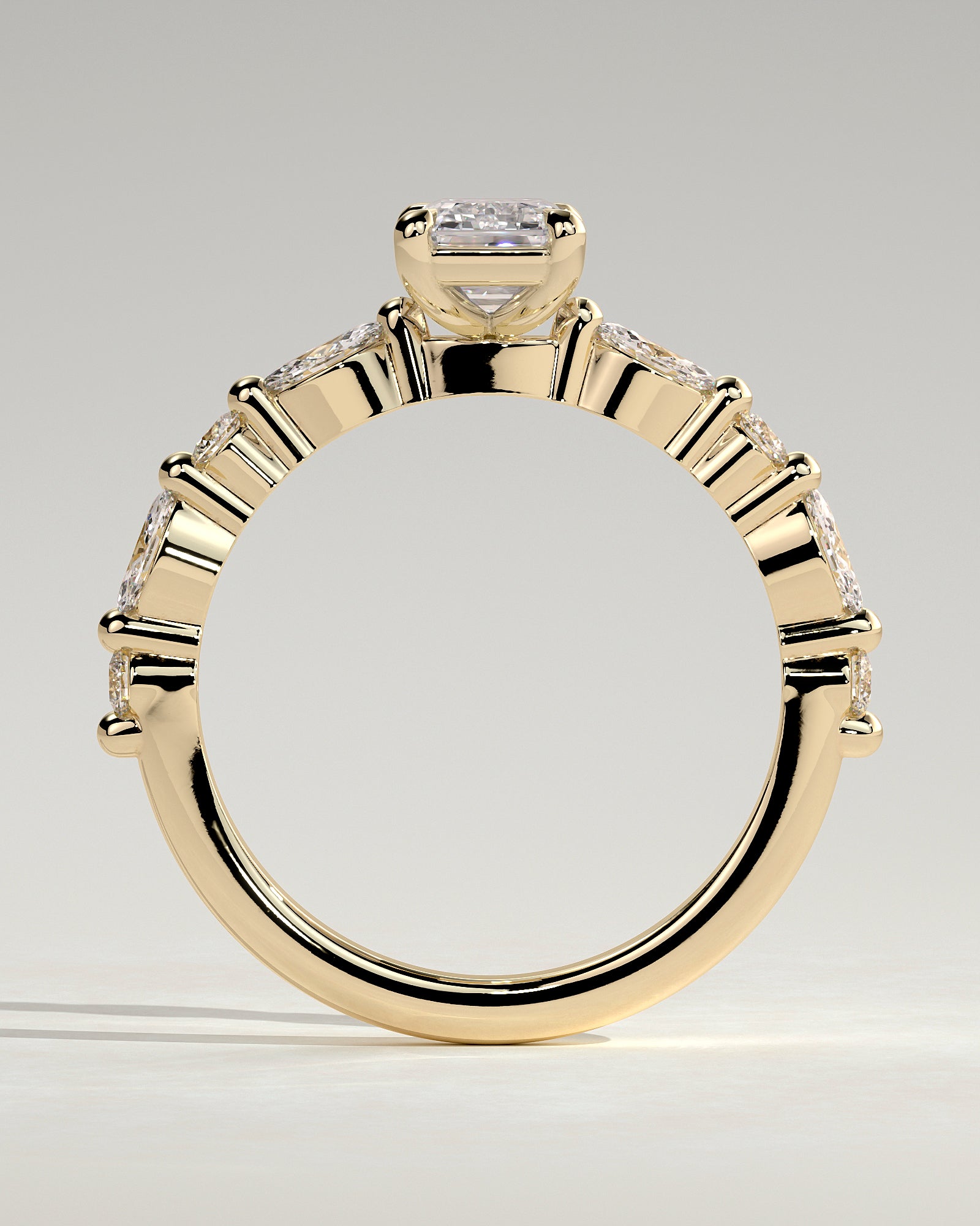 2.0 CT Emerald Cut Moissanite Pave Engagement Ring