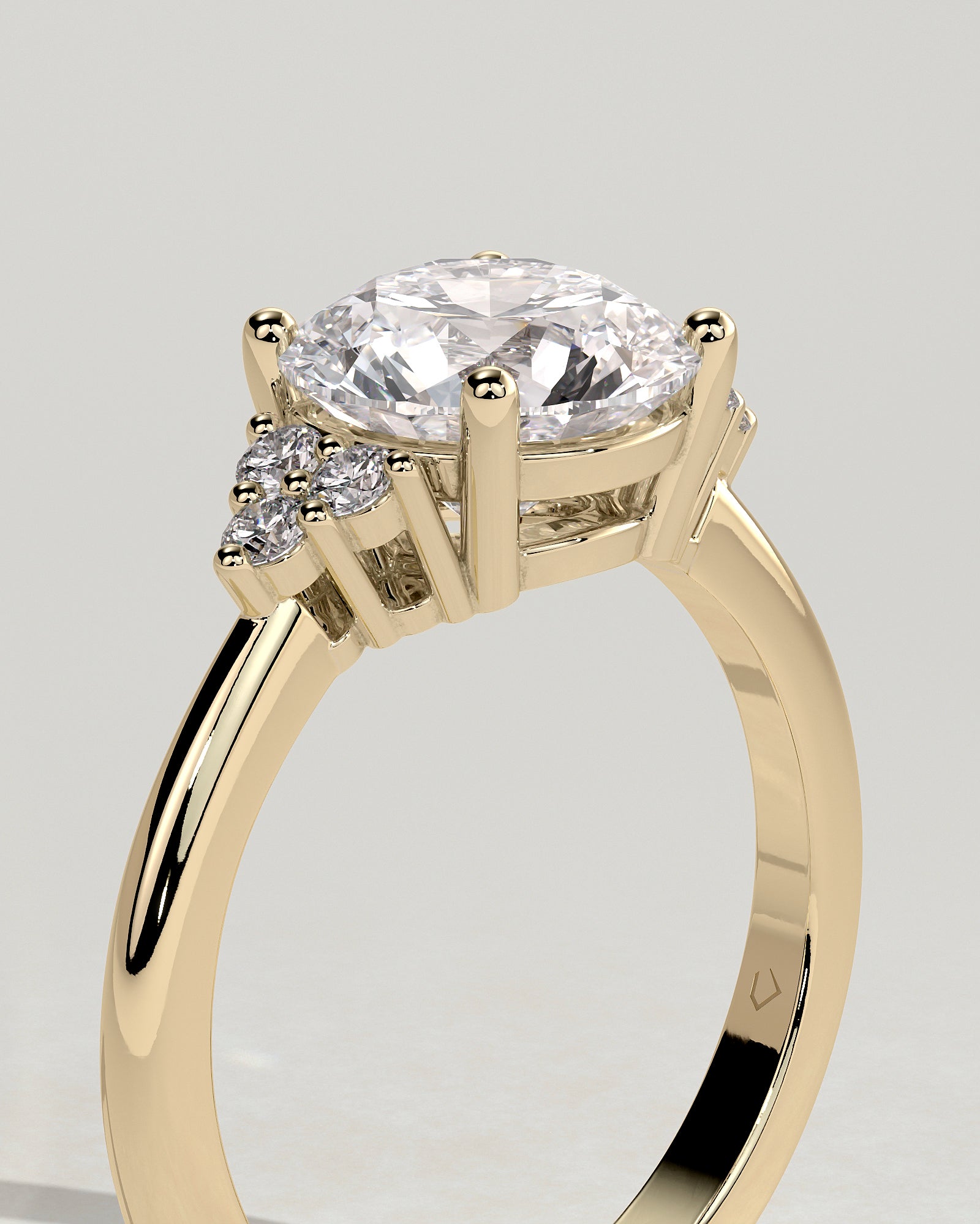 2.0 CT Round Shape Moissanite Cluster Setting Engagement Ring