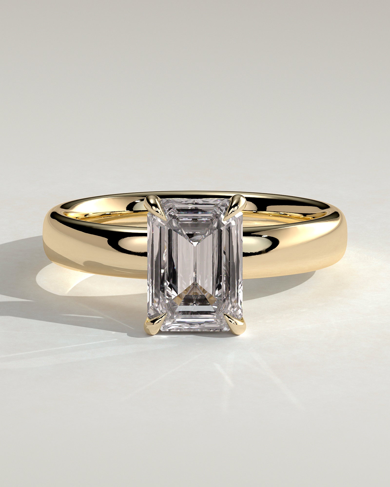 2.0 CT Emerald Cut Moissanite Hidden Halo Engagement Ring