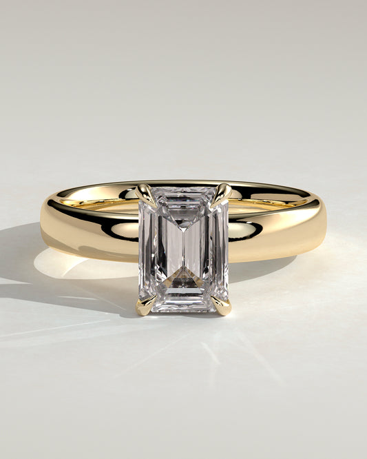 2.0 CT Emerald Cut Moissanite Hidden Halo Engagement Ring