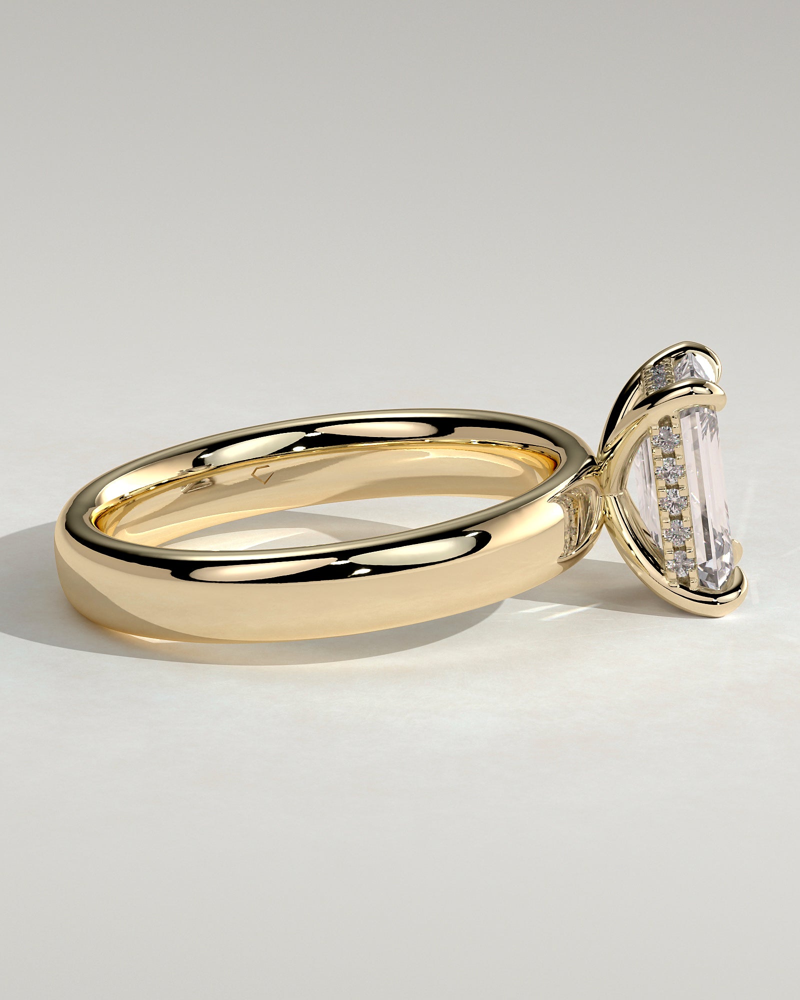 2.0 CT Emerald Cut Moissanite Hidden Halo Engagement Ring