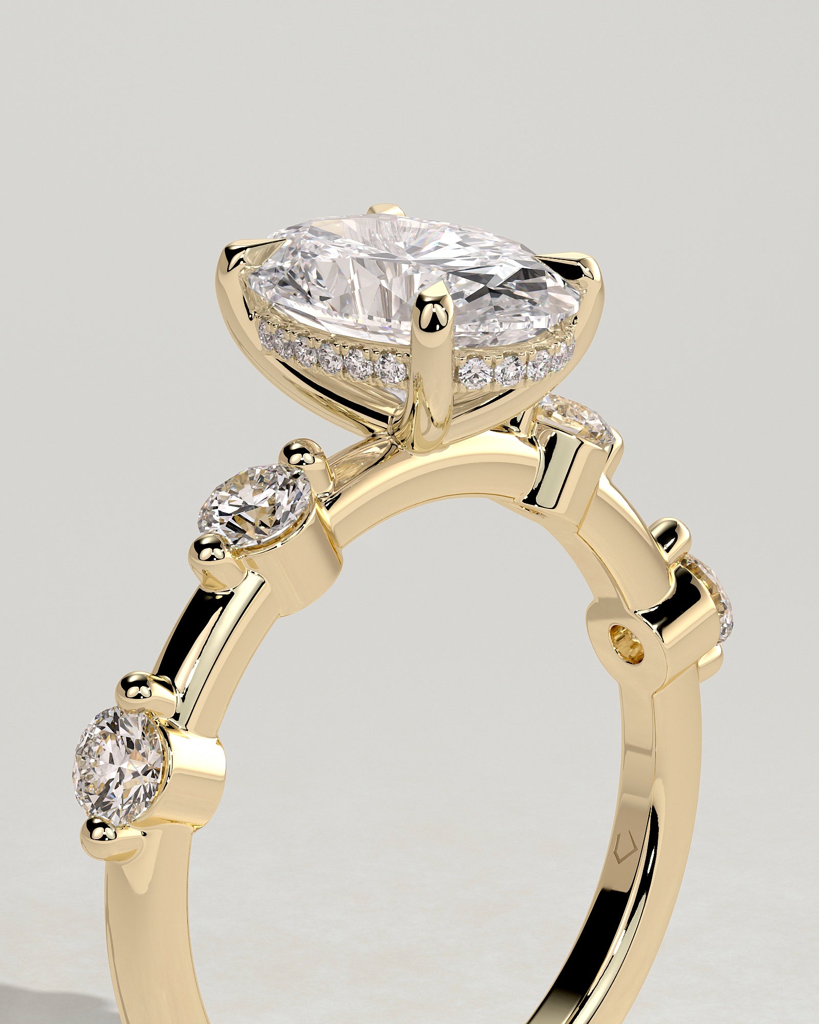 2.0 CT Oval Cut Moissanite Hidden Halo Engagement Ring