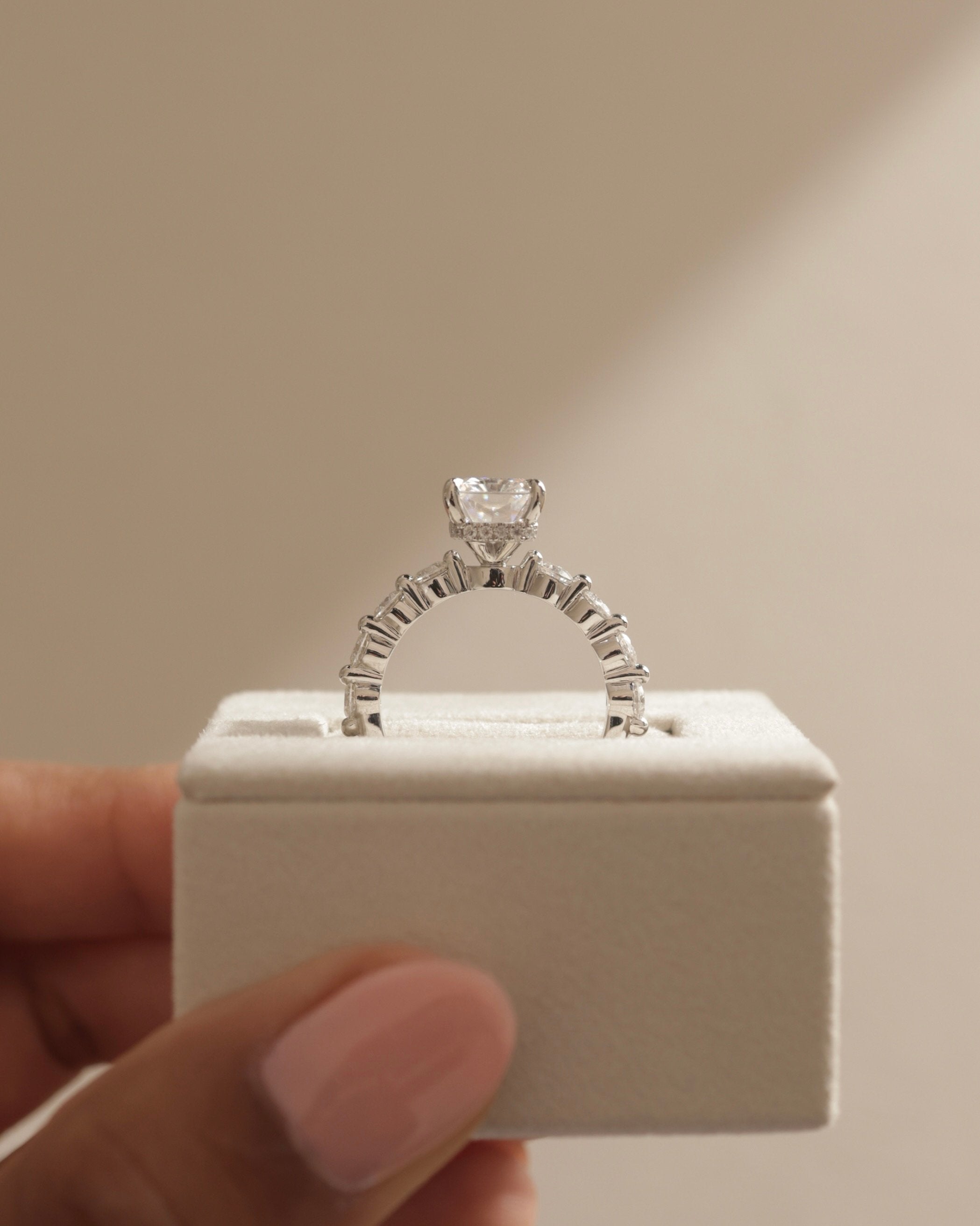 2.0 CT Radiant Cut Moissanite Pave Engagement Ring