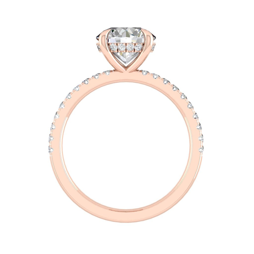 1.85 CT Round Moissanite Diamond Hidden Halo Engagement Ring - crownmoissanite