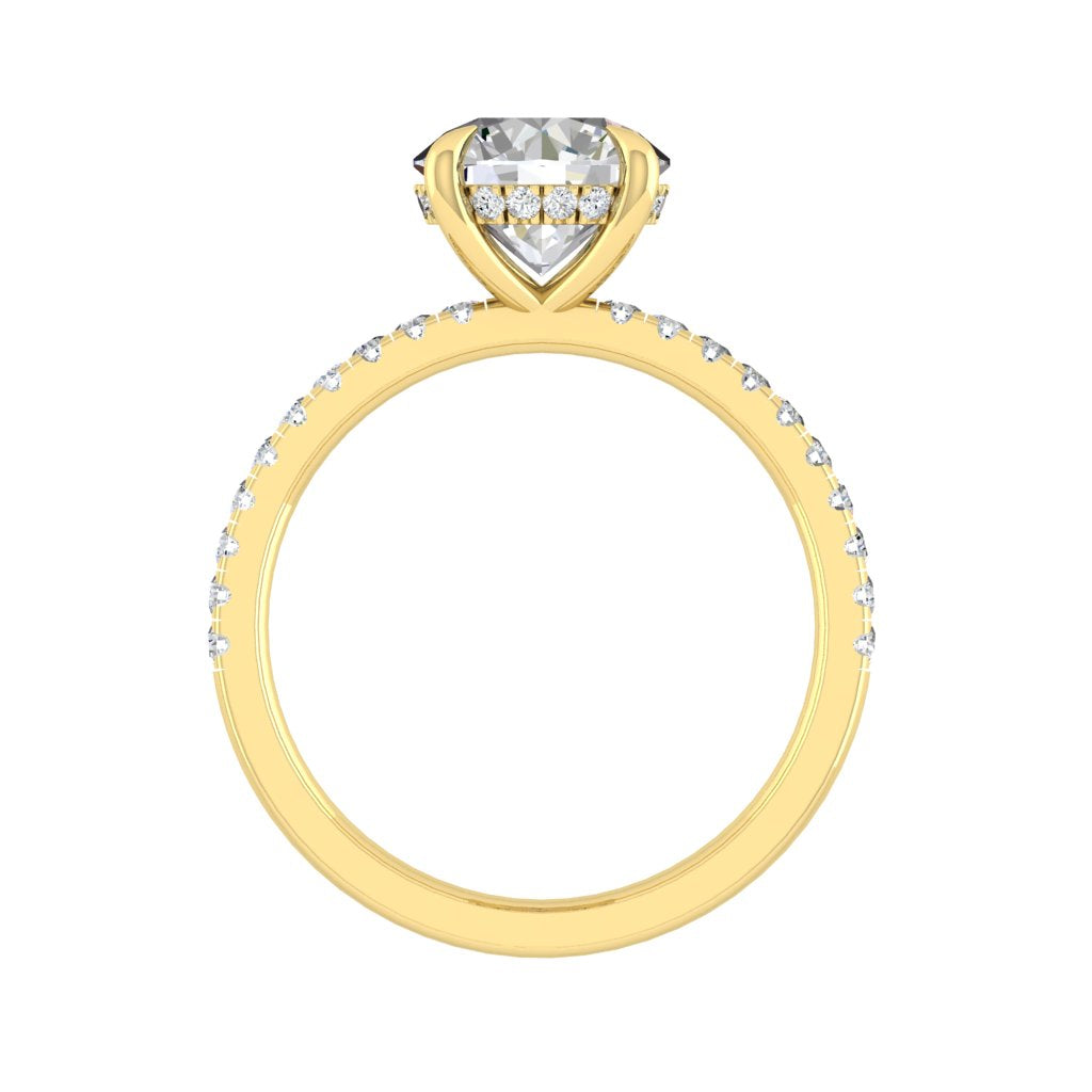 1.85 CT Round Cut Hidden Halo Pave Moissanite Engagement Ring - crownmoissanite