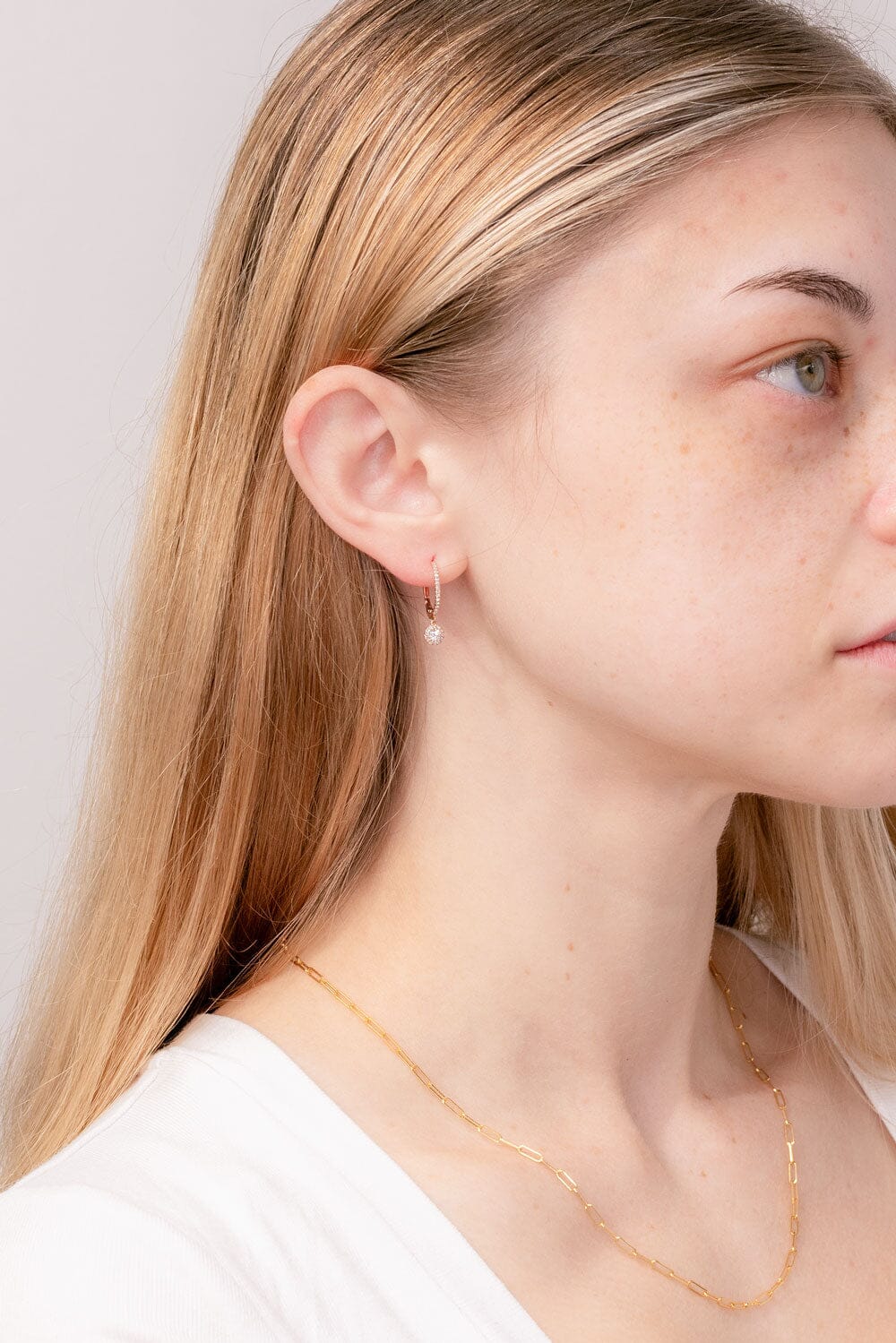 0.60 TCW Round Moissanit Halo Drop Earrings - crownmoissanite