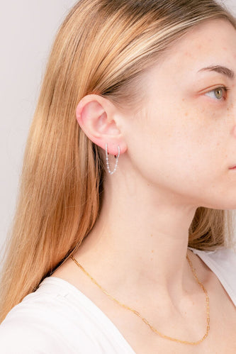 0.28 TCW Moissanite Chain Hoop Earrings - crownmoissanite