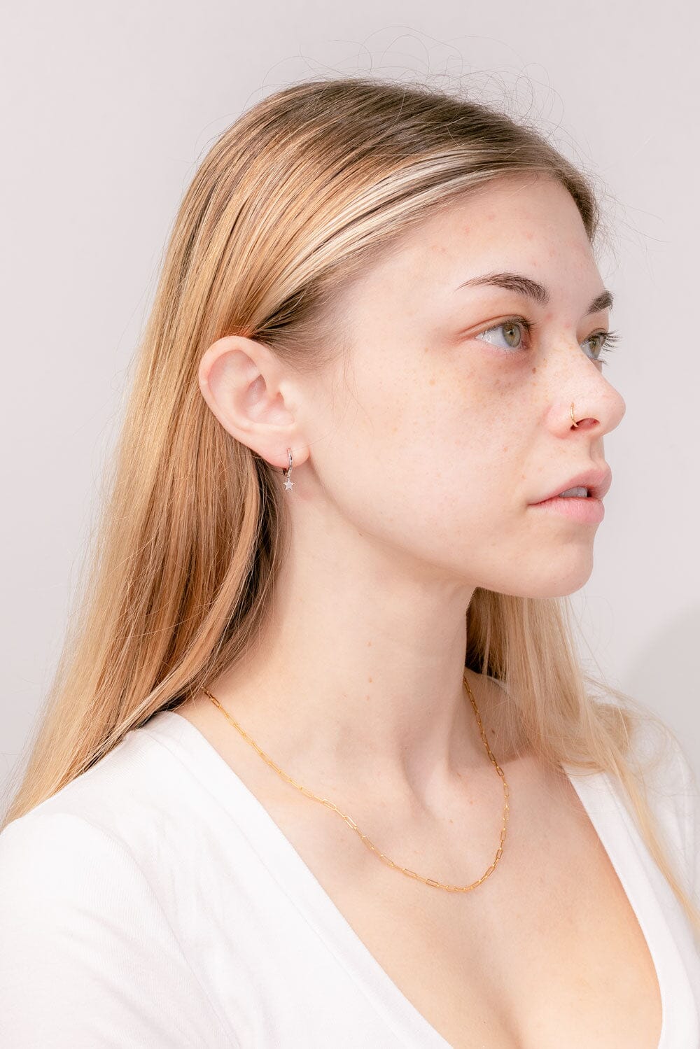 0.08 TCWRound Star Dangles Moissanite Earrings - crownmoissanite