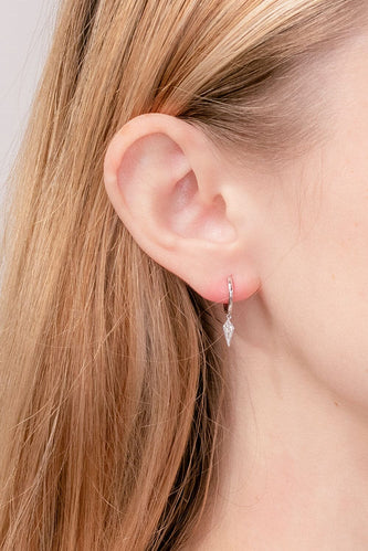 0.08 TCW Round Kite Drop Moissanite Huggies Earrings - crownmoissanite