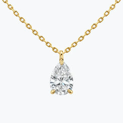0.25-1.0ct Pear Cut Solitaire Moissanite Diamond Necklace - crownmoissanite
