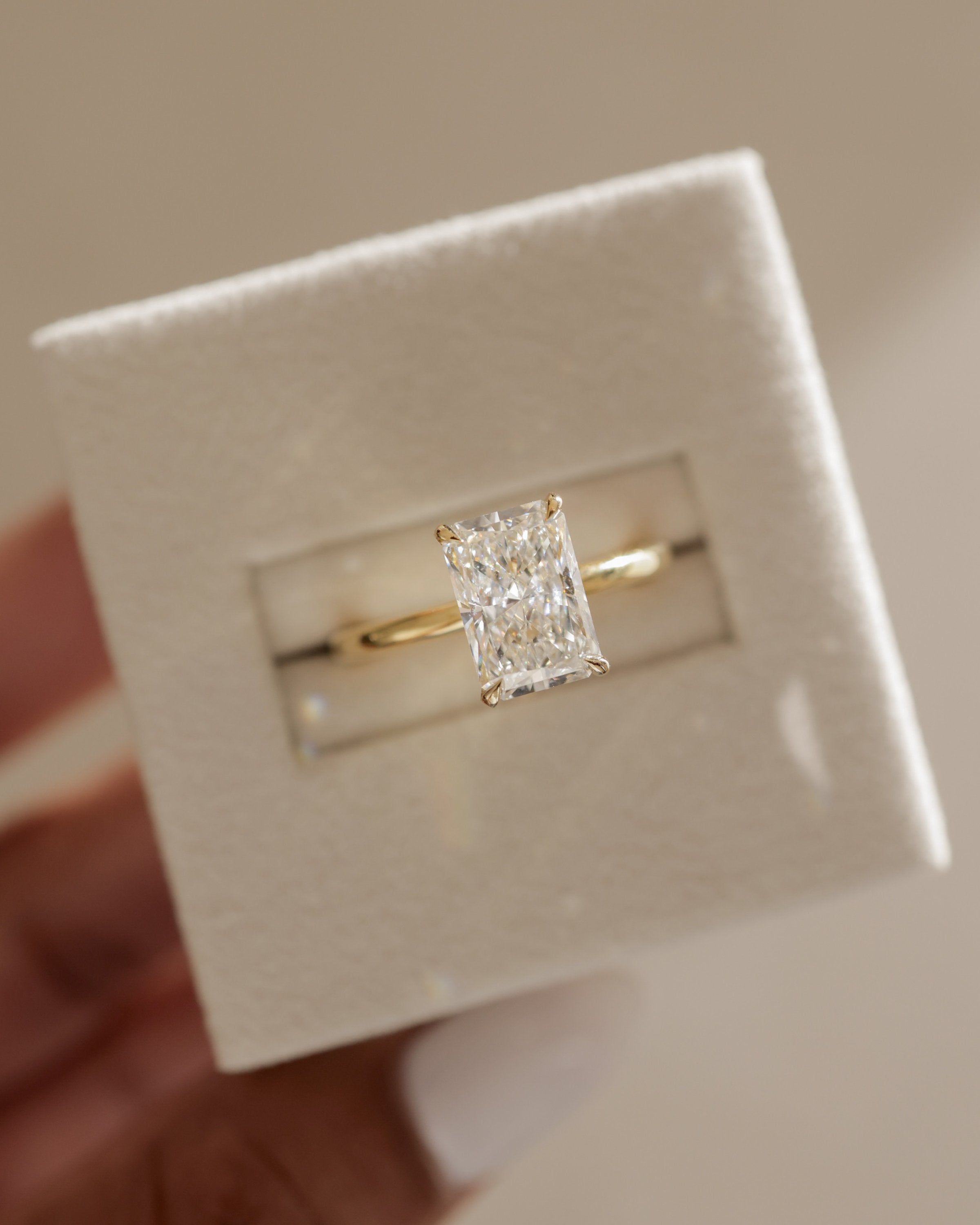 2.0 CT Radiant Cut Moissanite Hidden Halo Engagement Ring