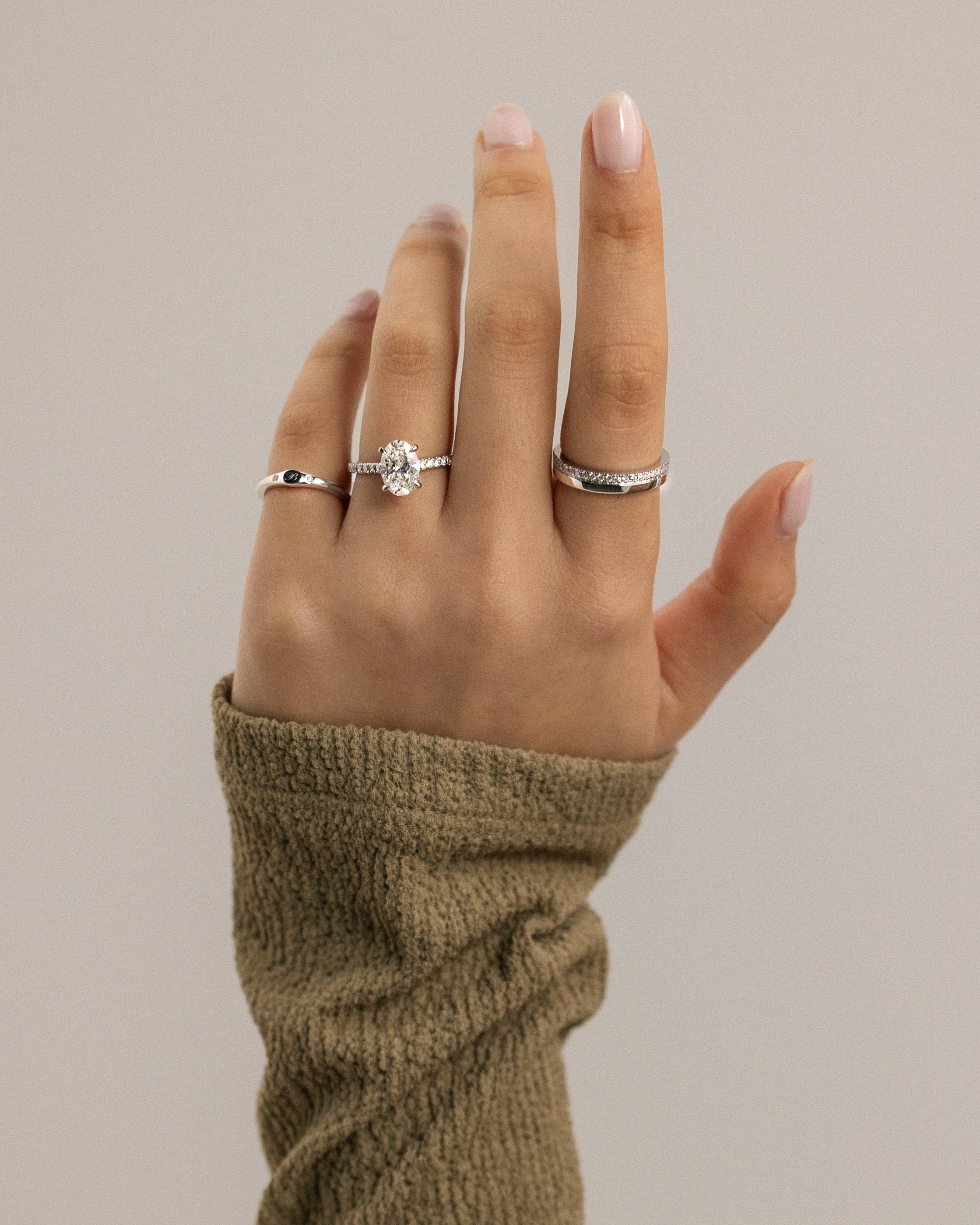 2.0 CT Oval Cut Moissanite Pave Engagement Ring