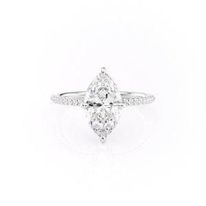 1.58 CT Marquise Cut Hidden Halo Pave Setting Moissanite Engagement Ring - crownmoissanite