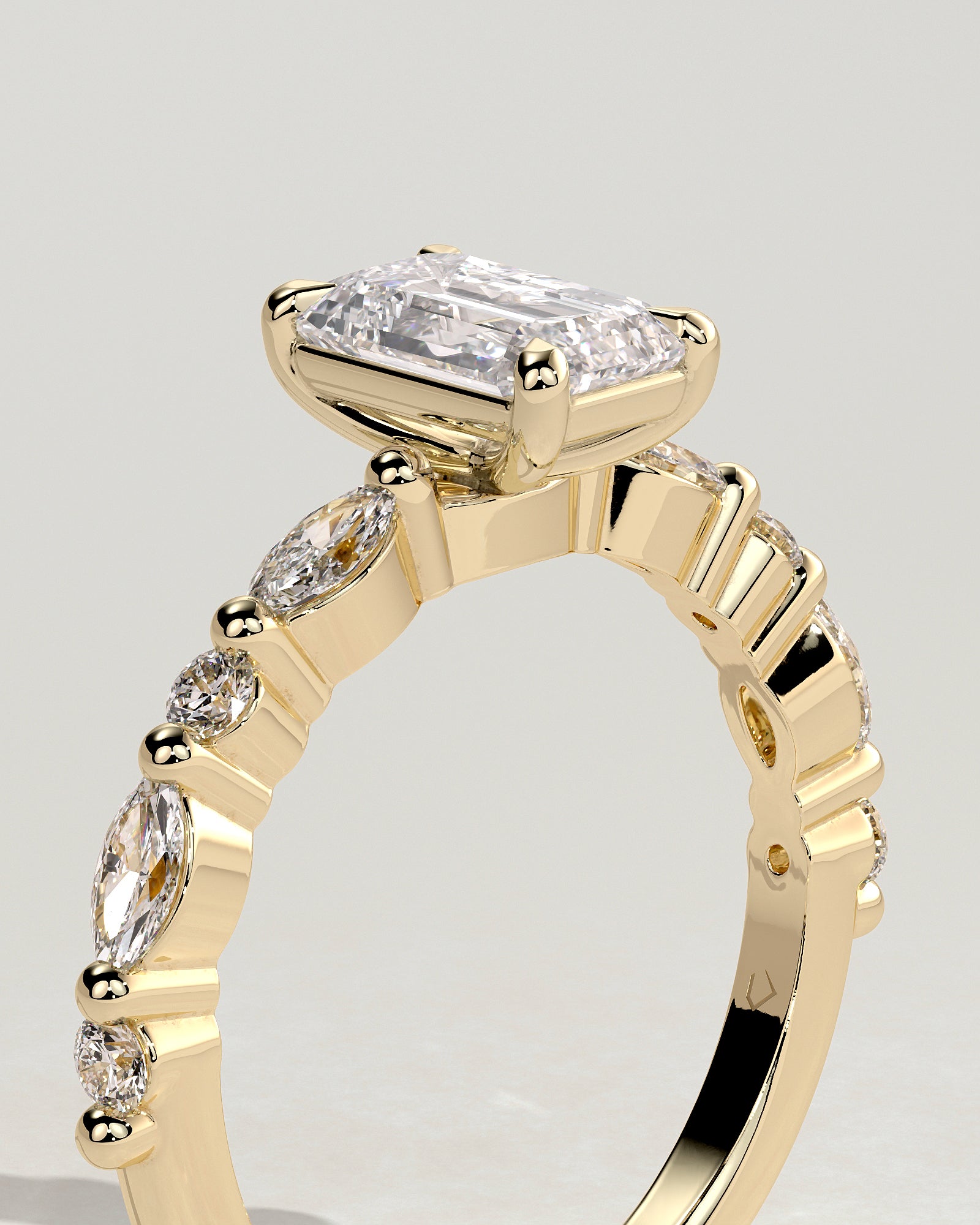 2.0 CT Emerald Cut Moissanite Pave Engagement Ring