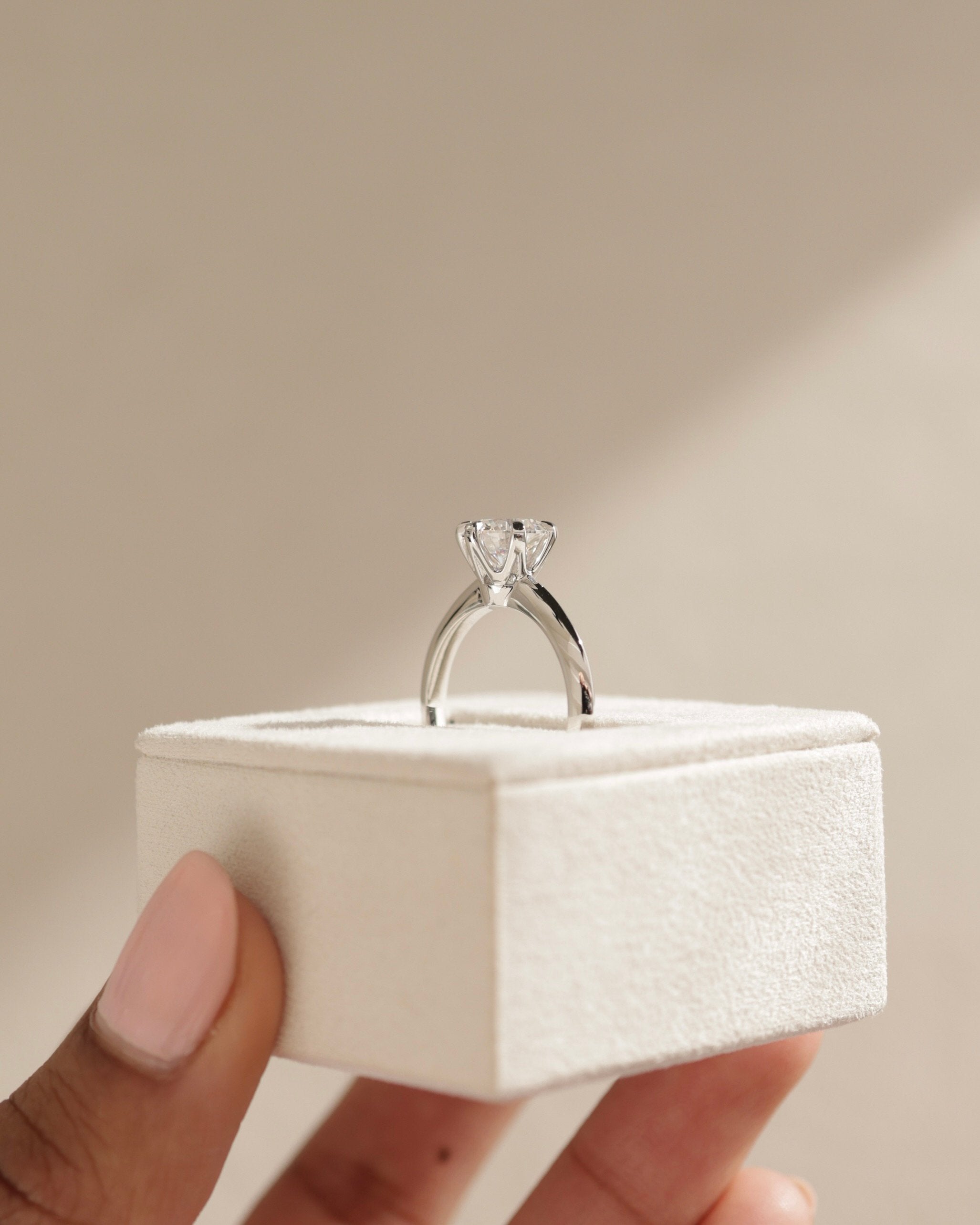 2.0 CT Round Cut Moissanite Solitaire Engagement Ring