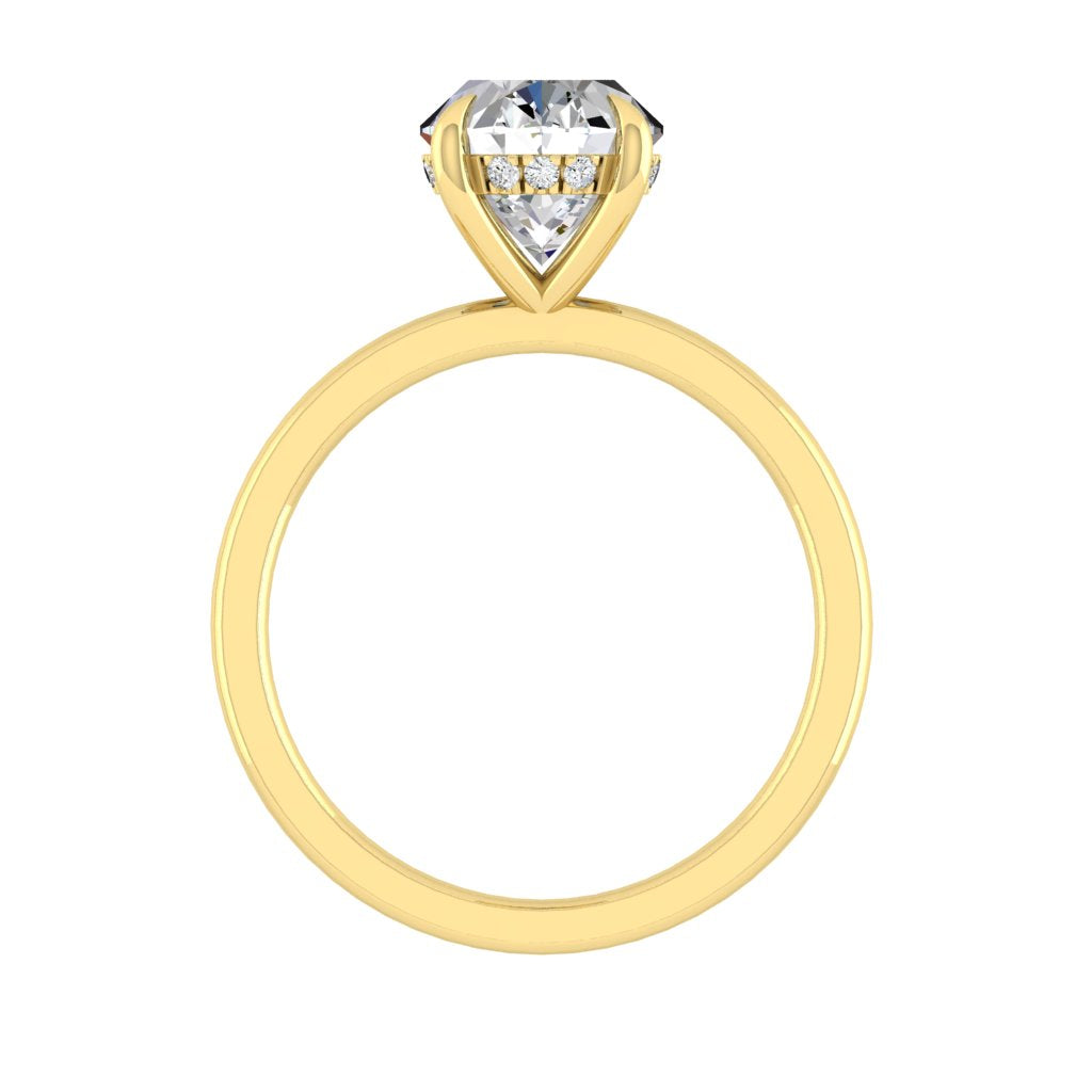 2.72 CT Oval Solitaire Hidden Halo Moissanite Engagement Ring - crownmoissanite