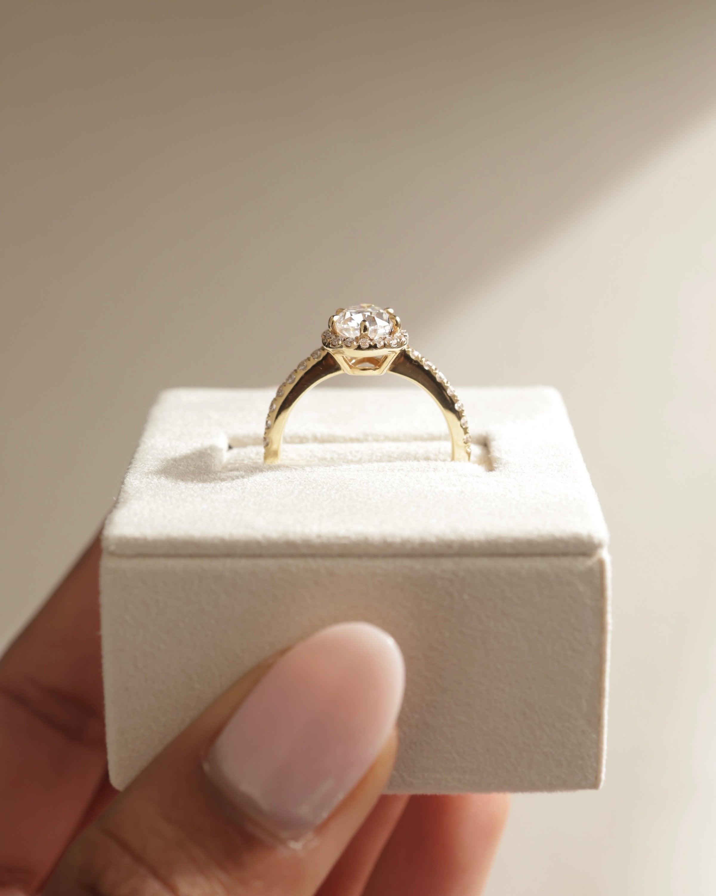 2.0 CT Pear Cut Moissanite Halo with Pavé Engagement Ring