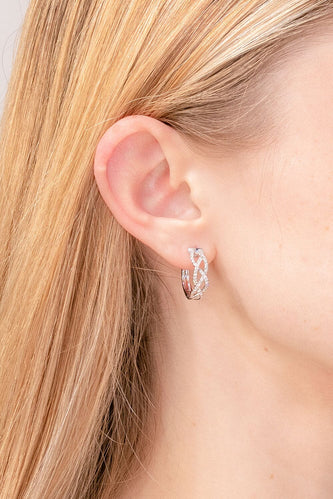 0.84 TCW Round Braided Hoops Moissanite Hoops Earrings - crownmoissanite