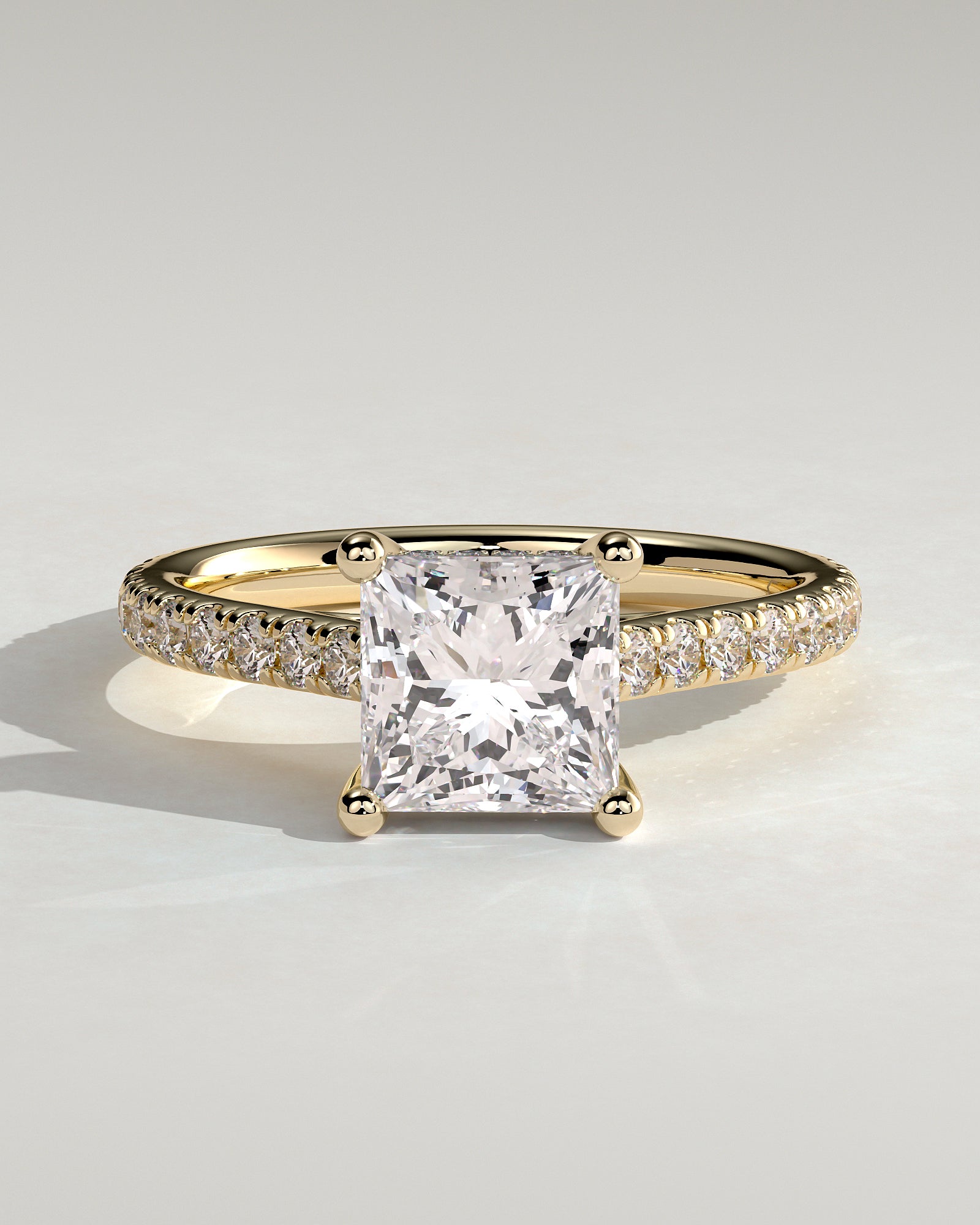 2.0 CT Princess Cut Moissanite Hidden Halo Engagement Ring