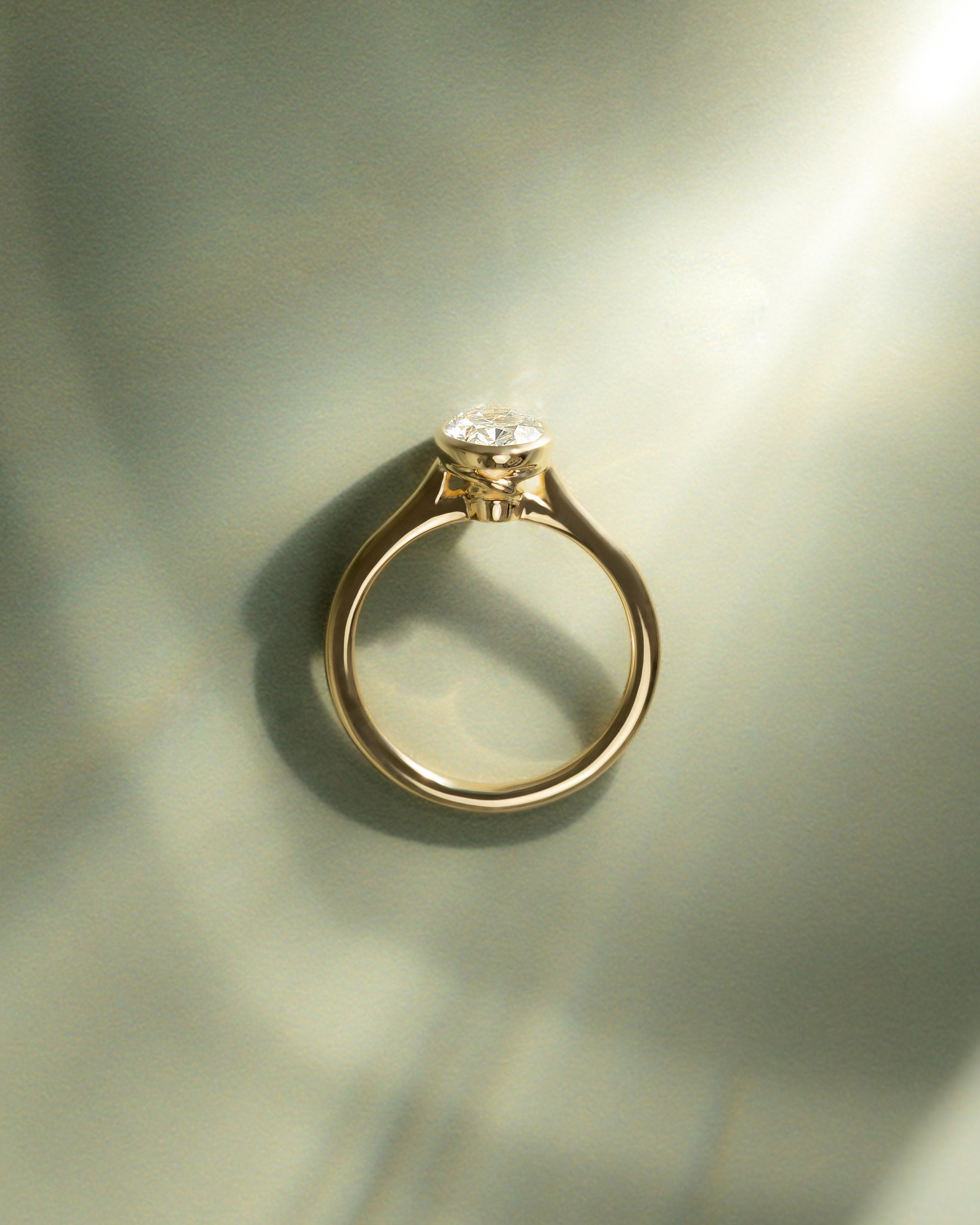 2.0 CT Oval Cut Moissanite Bezel Engagement Ring