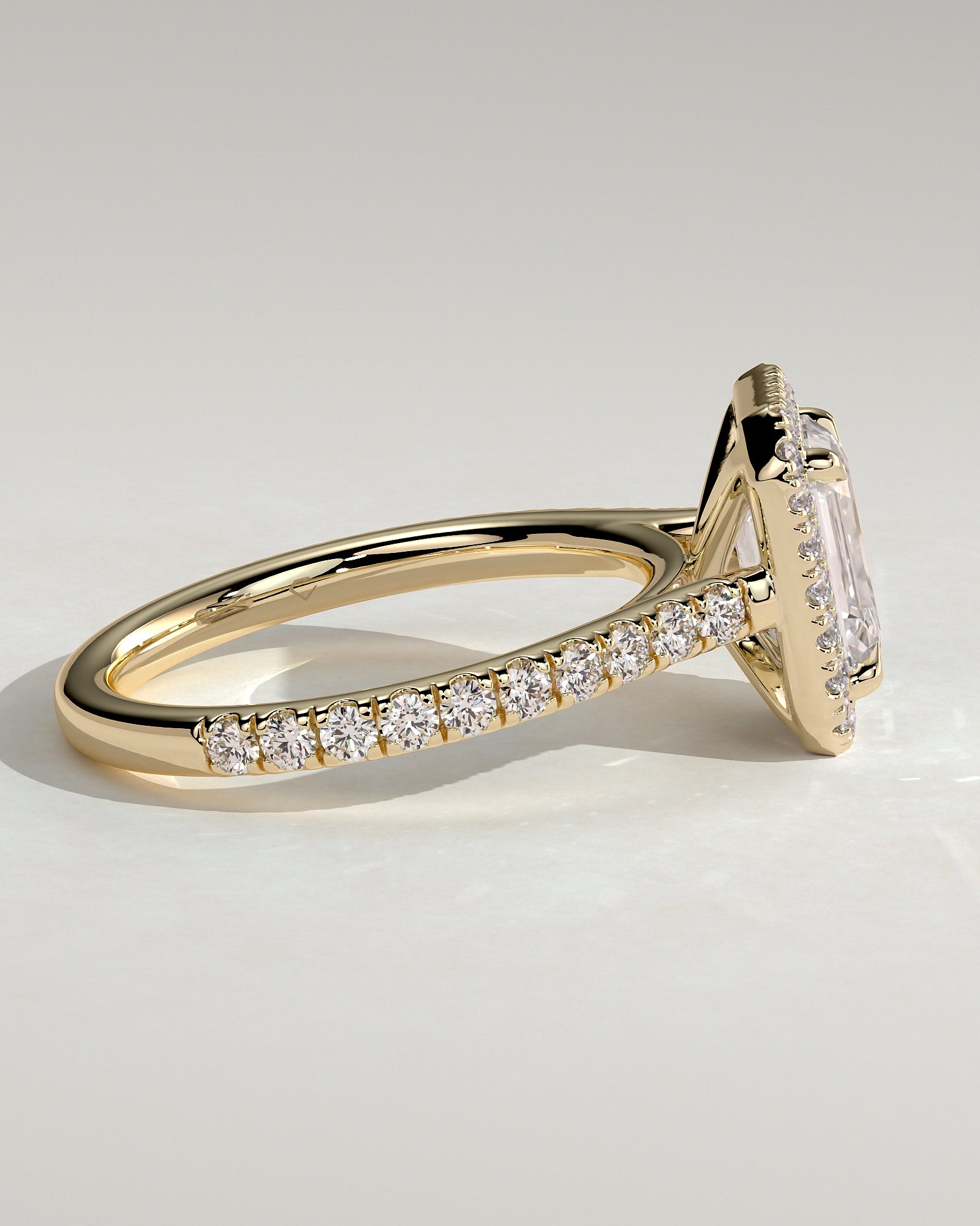 2.0 CT Emerald Cut Moissanite Halo & Pave Engagement Ring