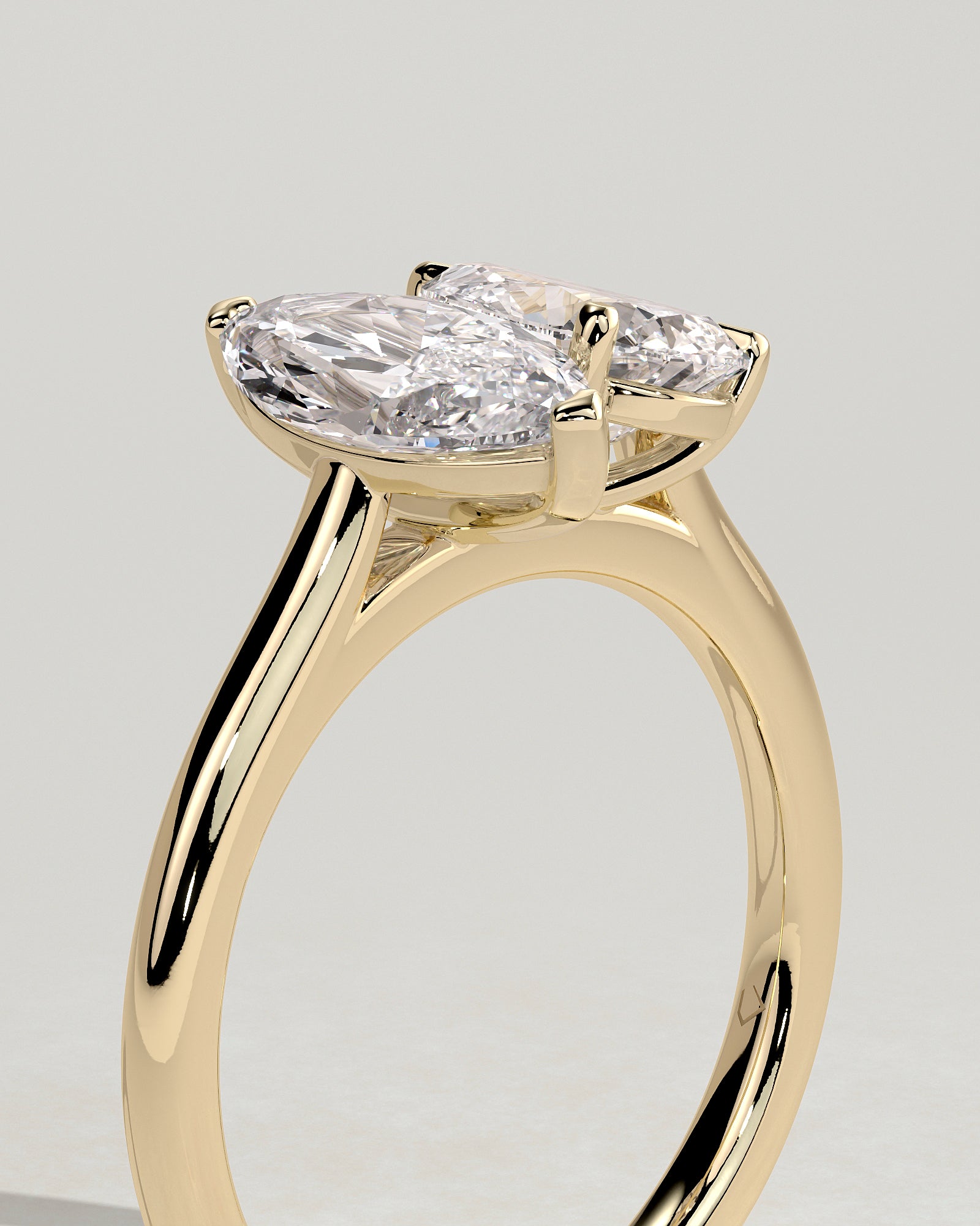 3.30 CT Marquise & Pear Cut Moissanite Bezel Engagement Ring