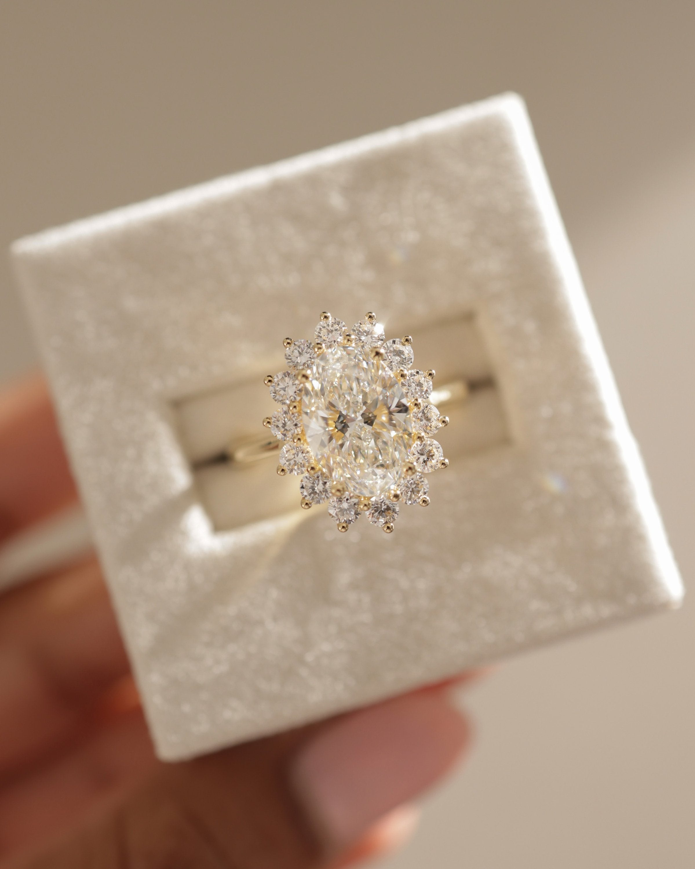 2.0 CT Oval Cut Moissanite Halo Engagement Ring